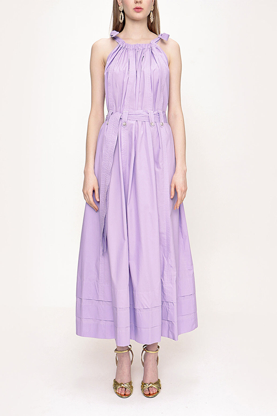 Lila Kolsuz  bol kesim poplin elbise 93542 | 38