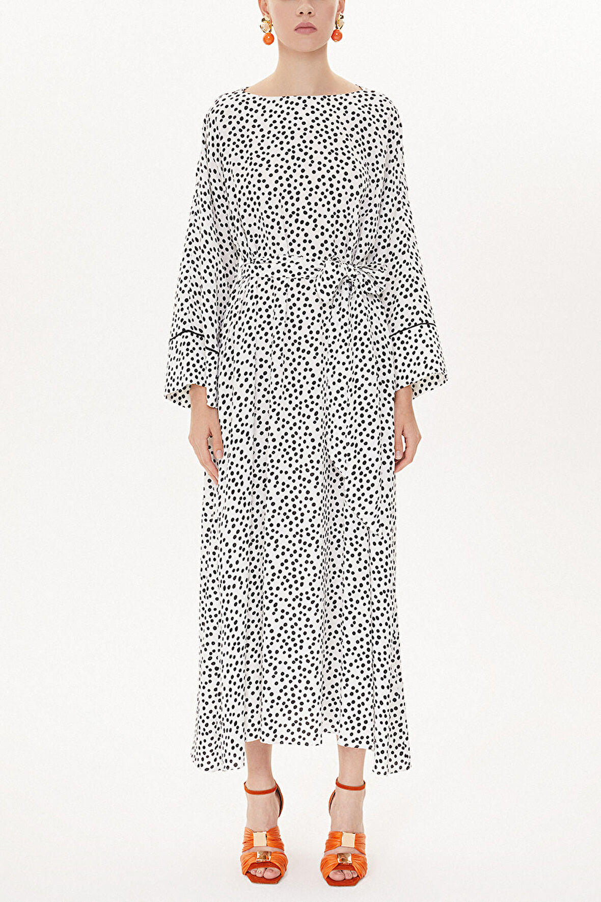 Siyah Beyaz Bol kesim elbise 93492 | 44