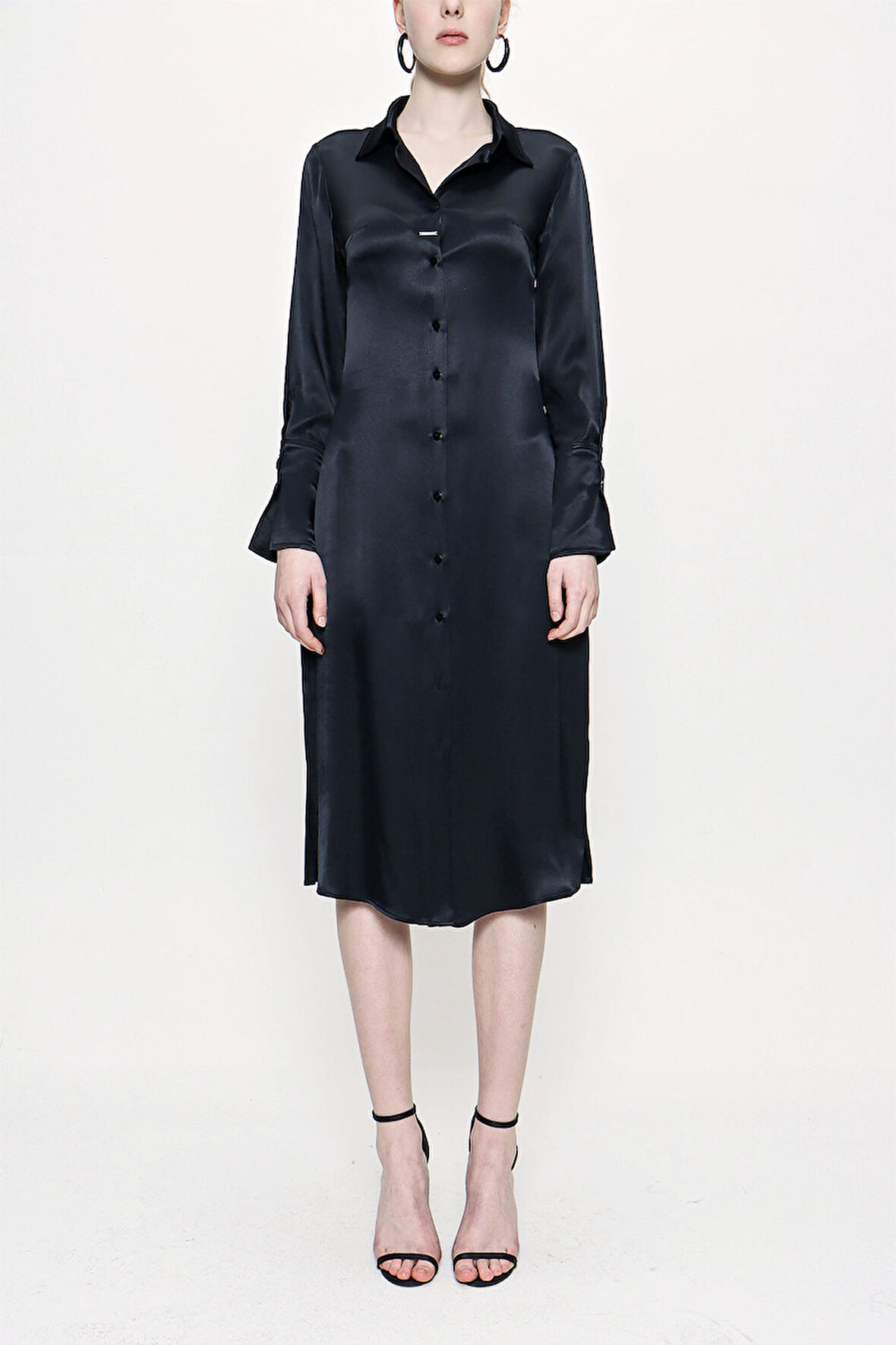 Siyah Gömlek elbise 93765 | M