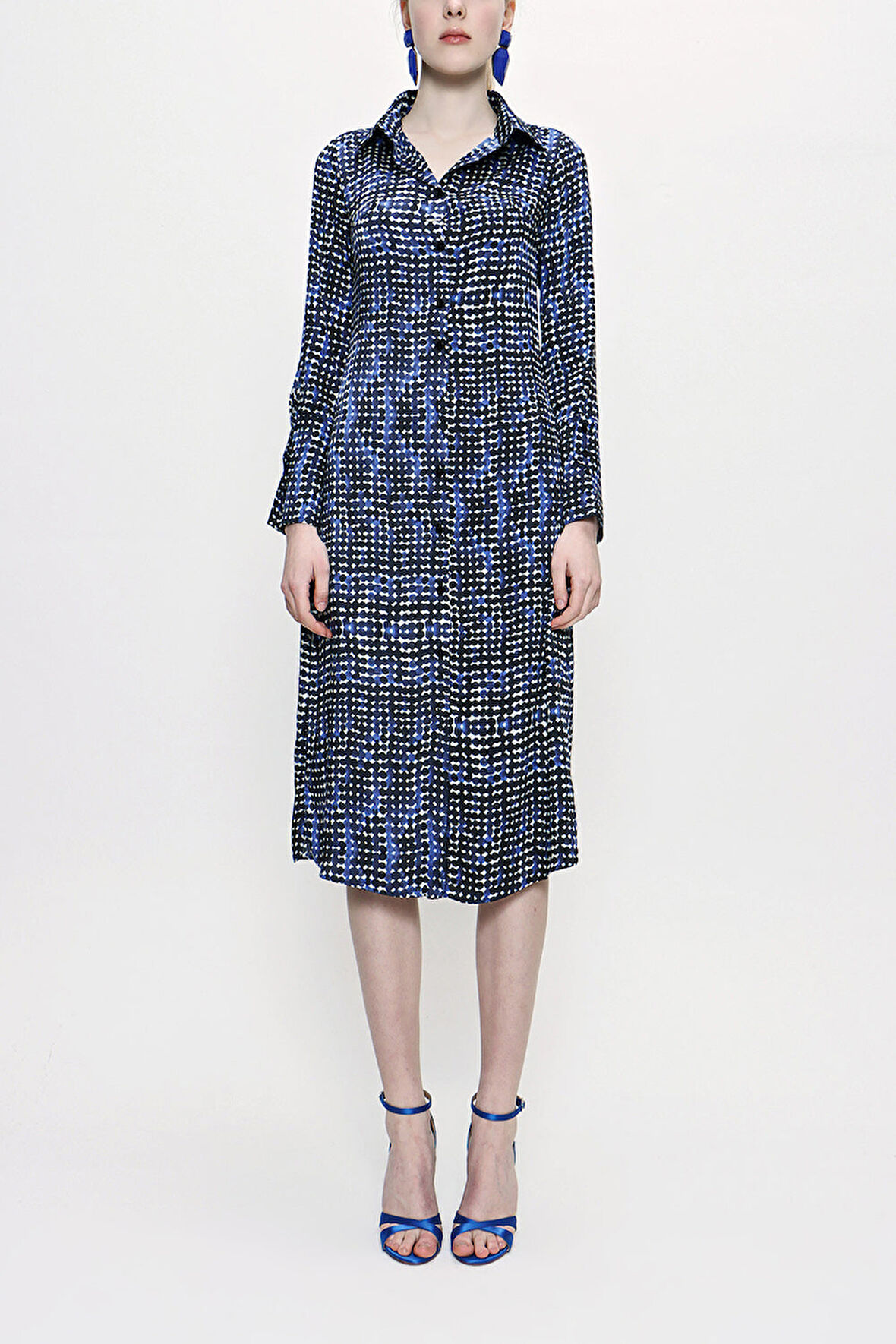 Puantiyeli Gömlek elbise 93765 | M
