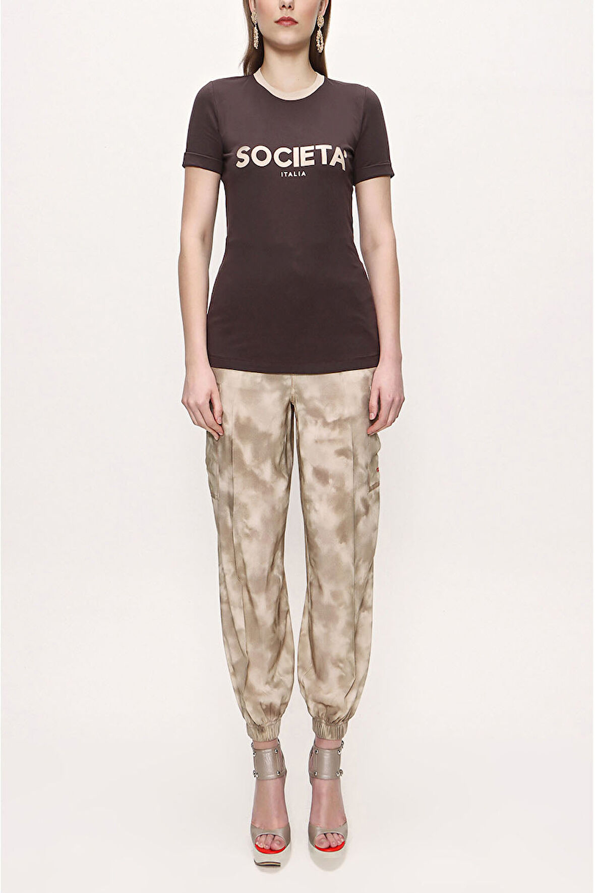 Kahve Baskılı tshirt 19831 | S