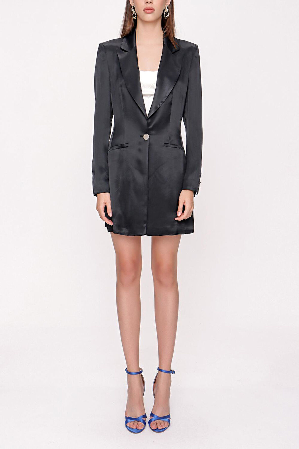 Siyah Dar kesim blazer ceket 61153 | L