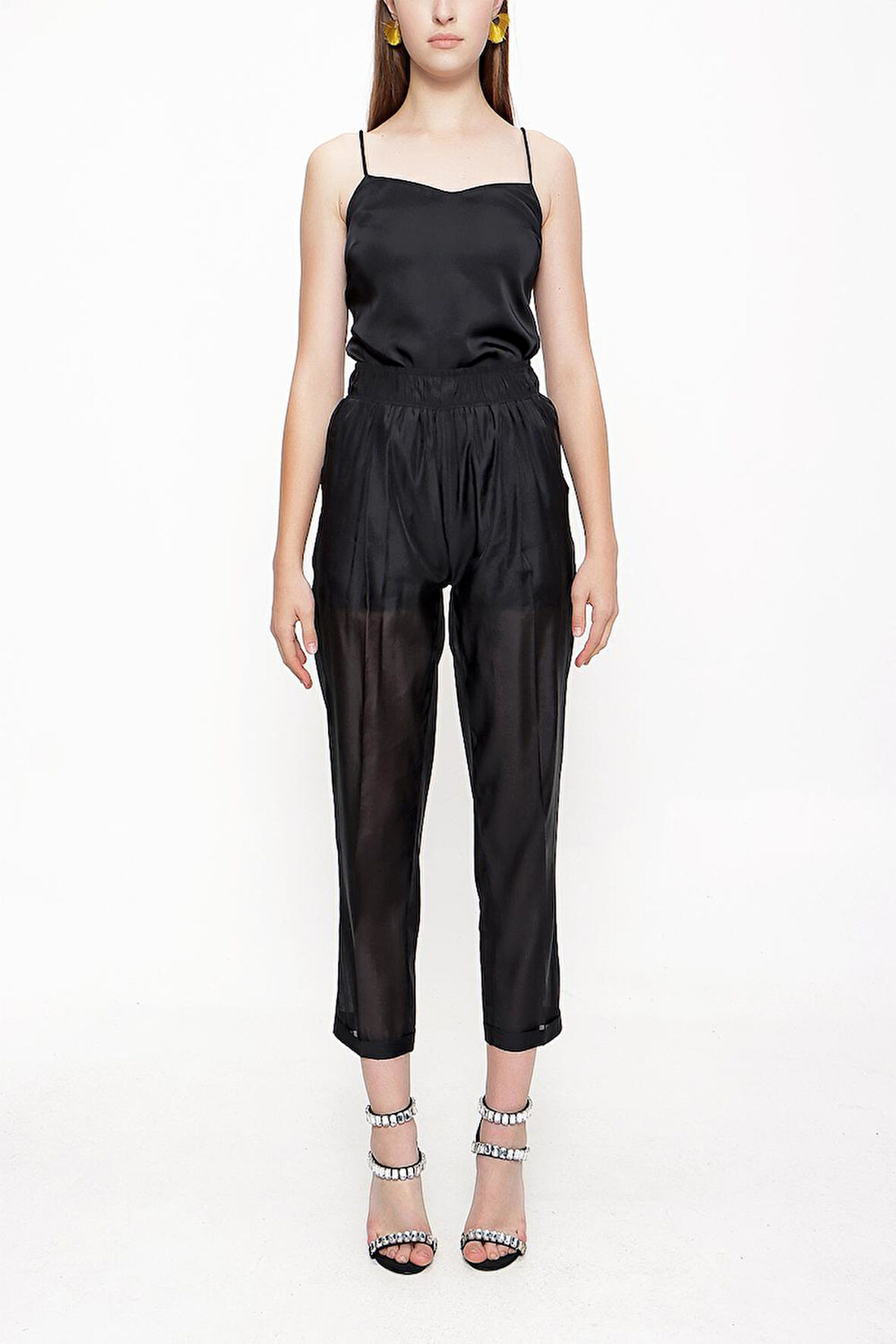 Siyah Beli lastikli pantolon 41619 | L