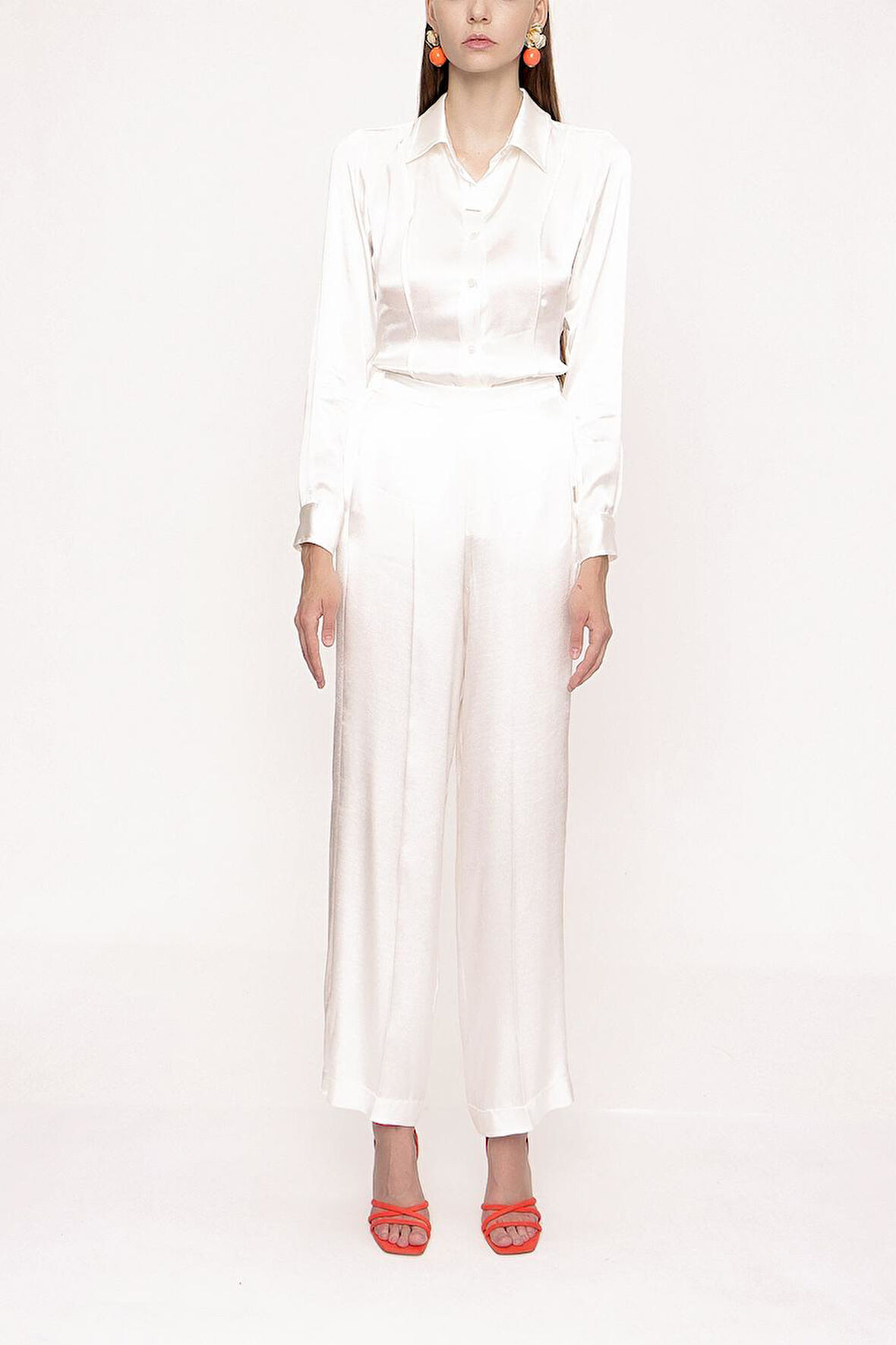 Ekru Beli lastikli bol kesim pantolon 41621 | M