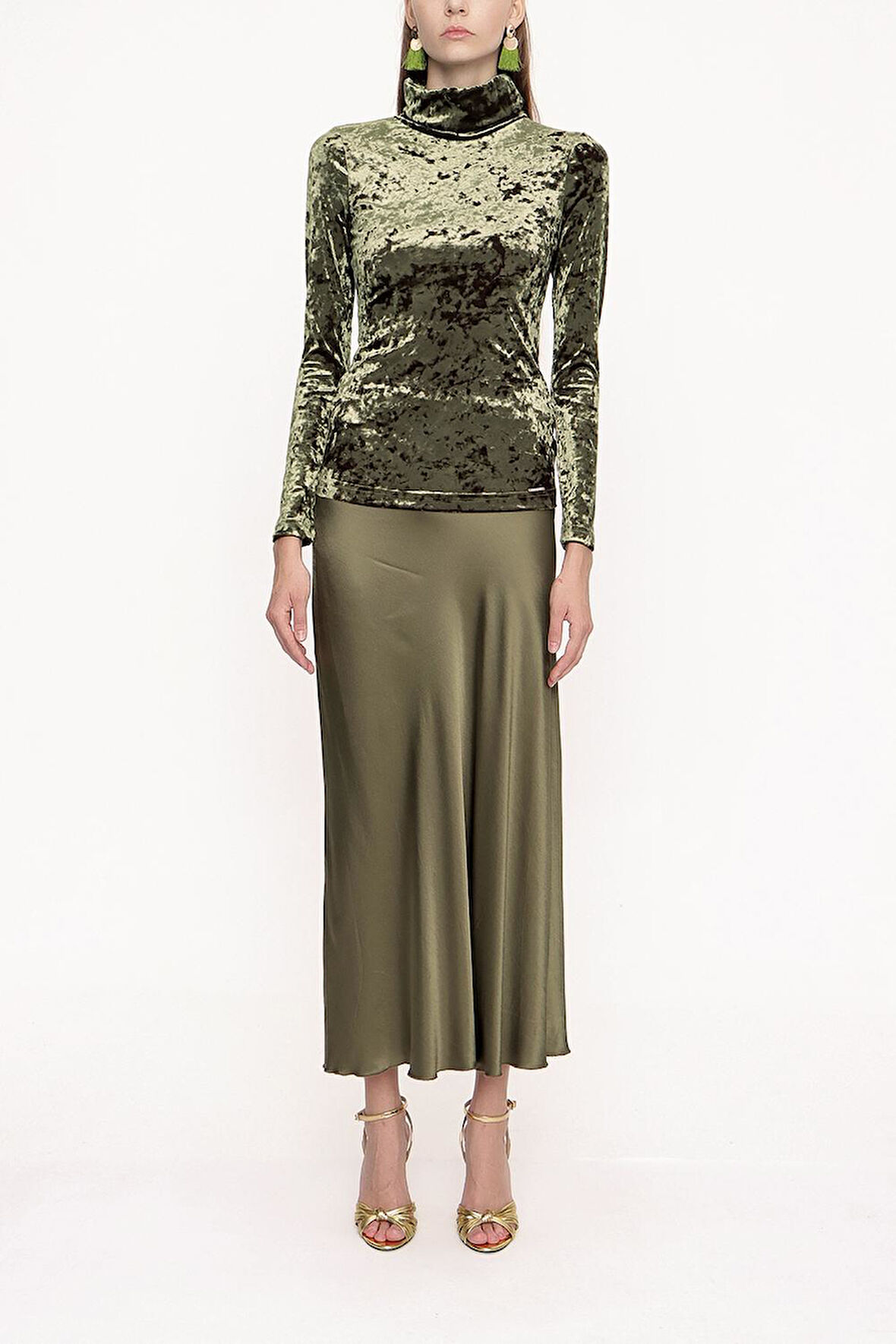 Yeşil Balıkçı yaka bluz 19842 | S