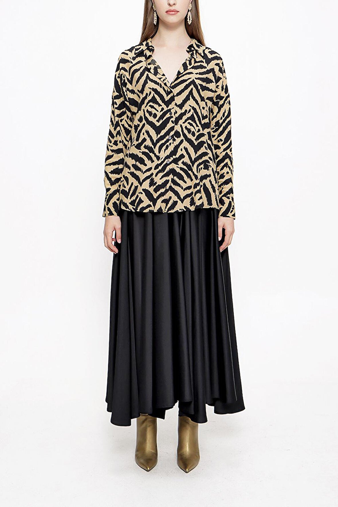 Koyu Bej Bol kesim gömlek 10814 | L