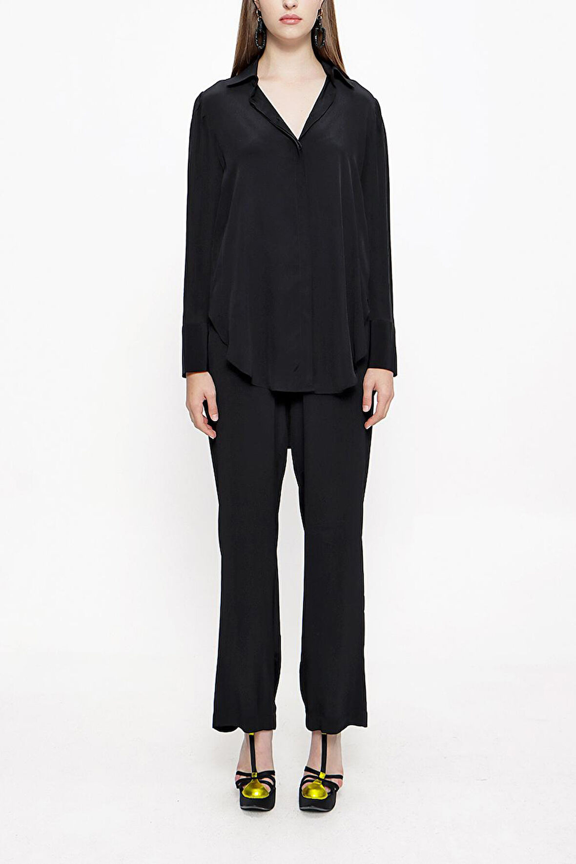 Siyah Bol kesim gömlek 10761 | S