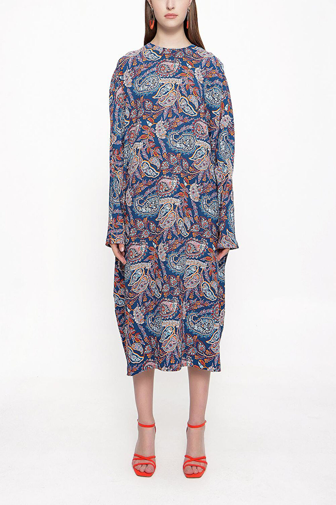 Lacivert Bol kesim uzun elbise 94063 | M