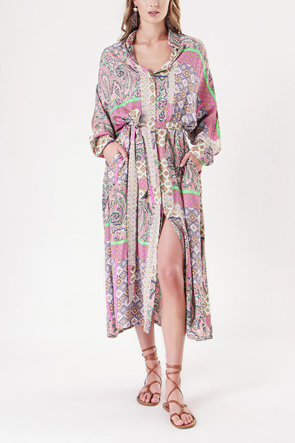 Pembe Bol kesim gömlek elbise 94058 | M