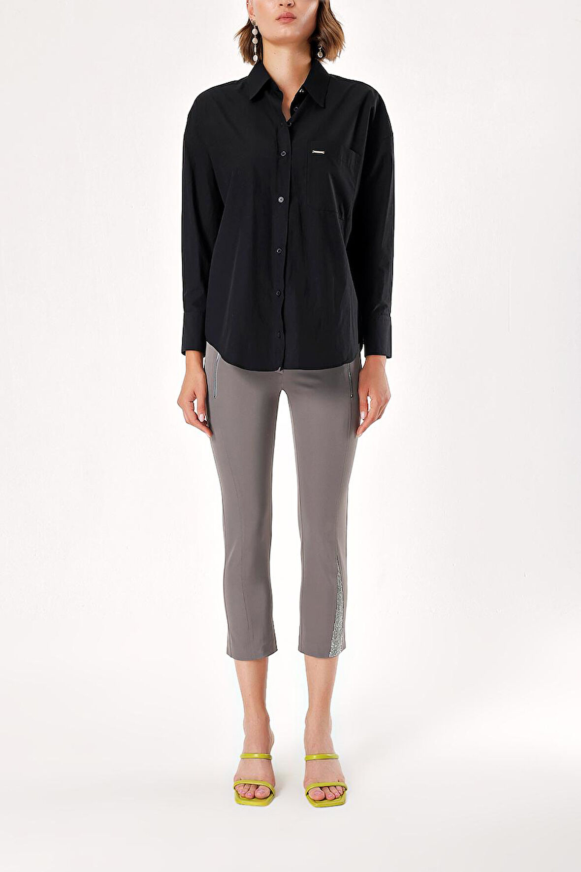 Siyah Bol kesim gömlek 10824 | M