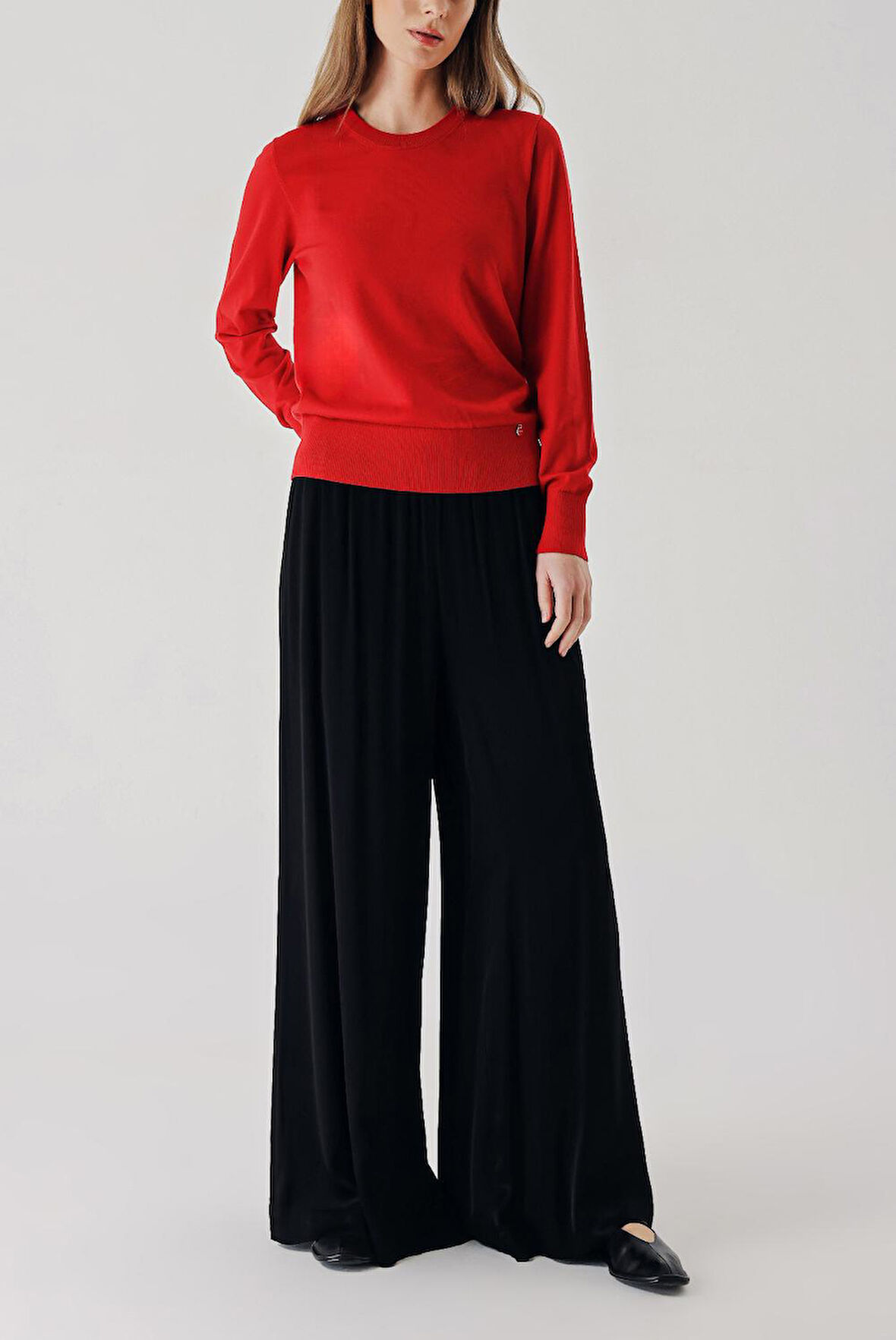 Kırmızı Bisiklet yaka yün triko kazak 28868 | L