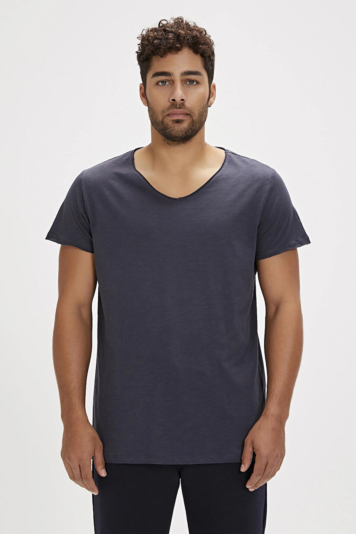 Bad Bear V-Neck T-Shirt Antrasit Basic Erkek Tişört