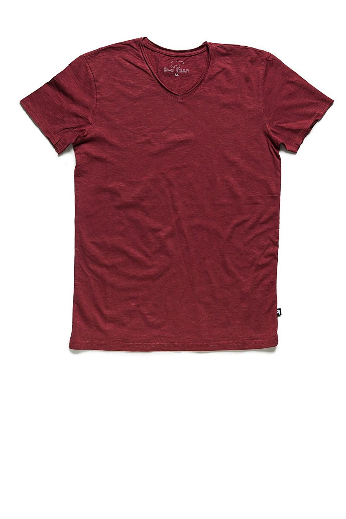 Bad Bear V-Neck T-Shirt Bordo Basic Erkek Tişört