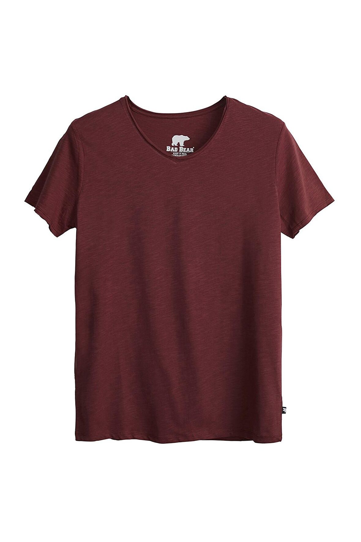 Bad Bear V-Neck T-Shirt Bordo Basic Erkek Tişört