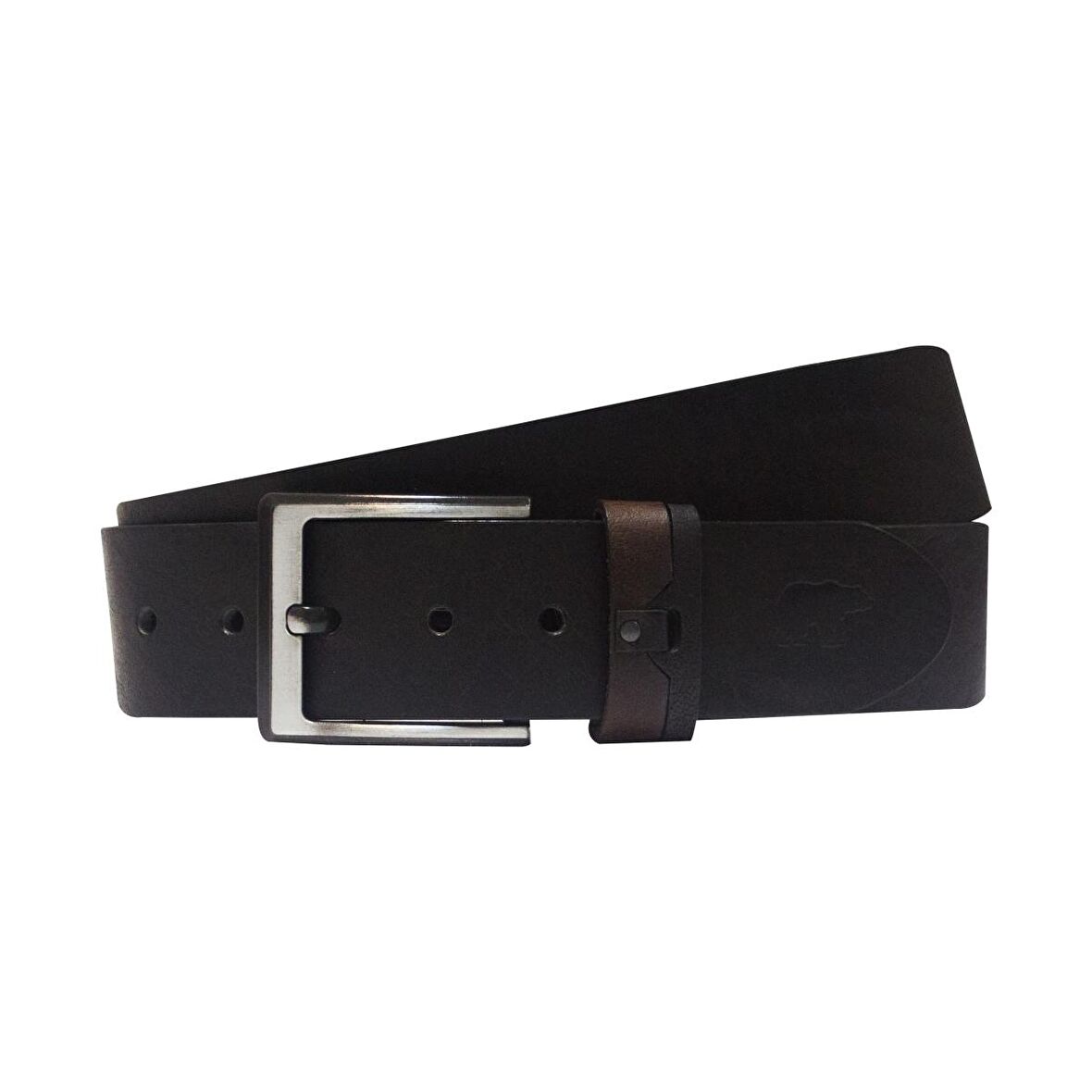 Peg Belt Siyah Deri Erkek Kemer