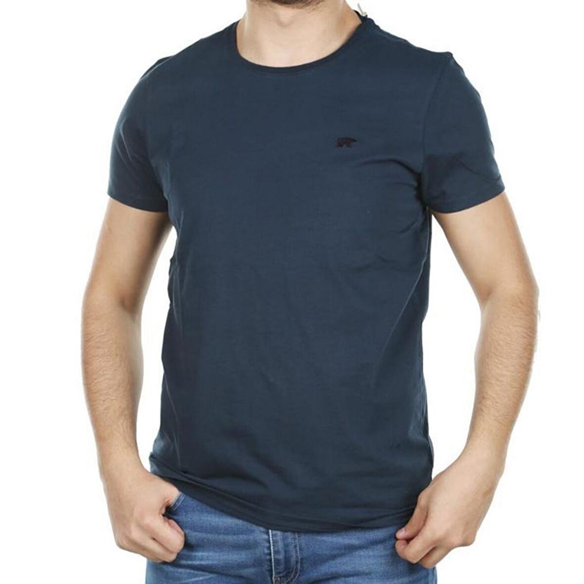 Solid T-Shirt Lacivert Basic Erkek Tişört 