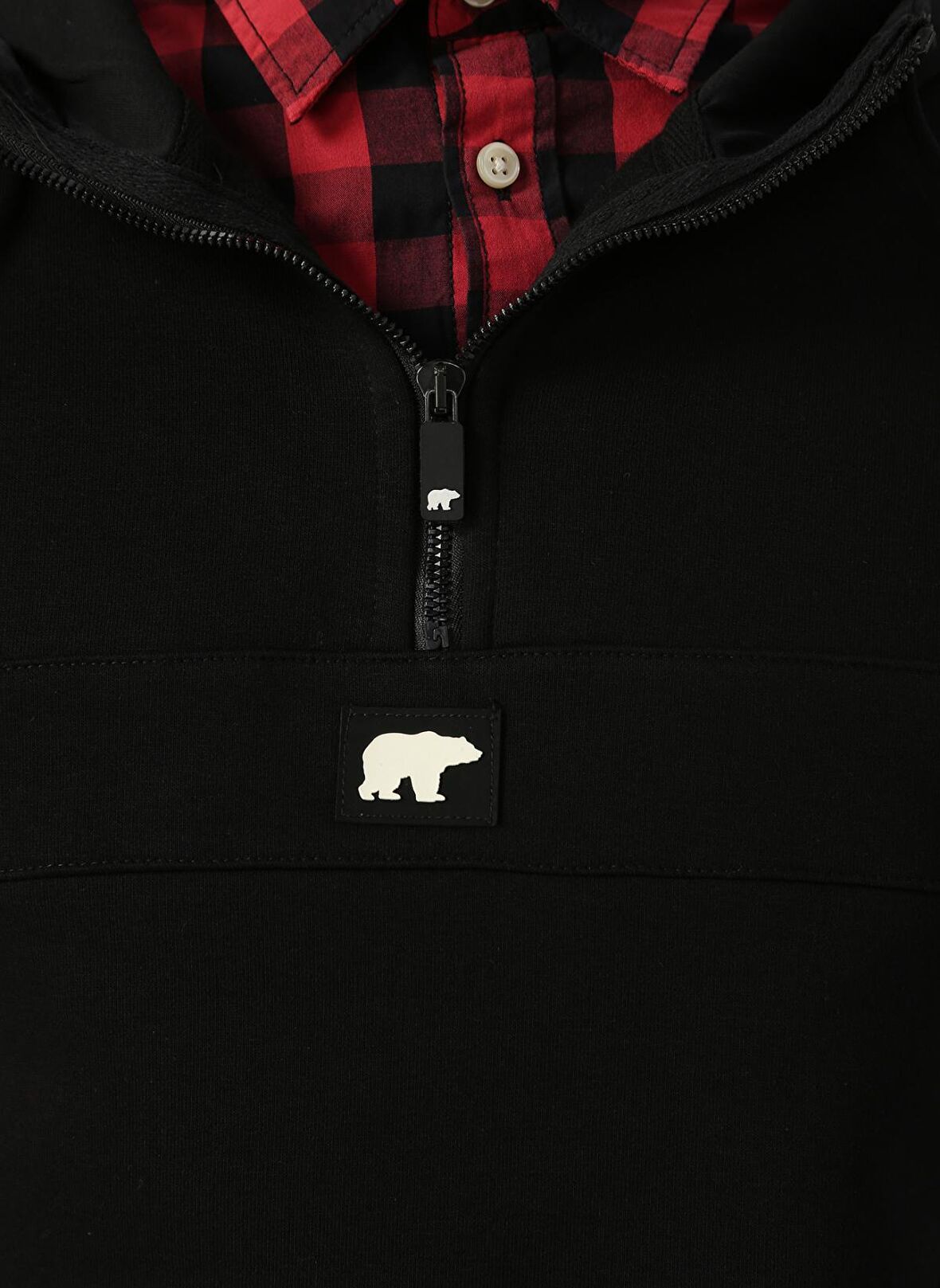 Bad Bear Kapüşonlu  Siyah Erkek Şardonlu Sweatshirt 19.02.27.027DEFENCE HALF-ZIP