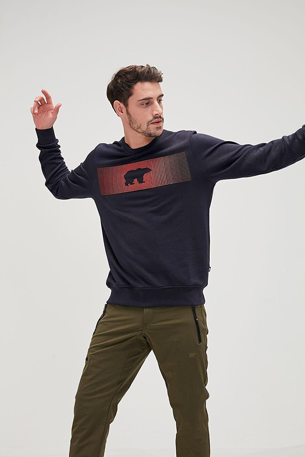 Fancy Crewneck Lacivert 3D Baskılı Erkek Sweatshirt