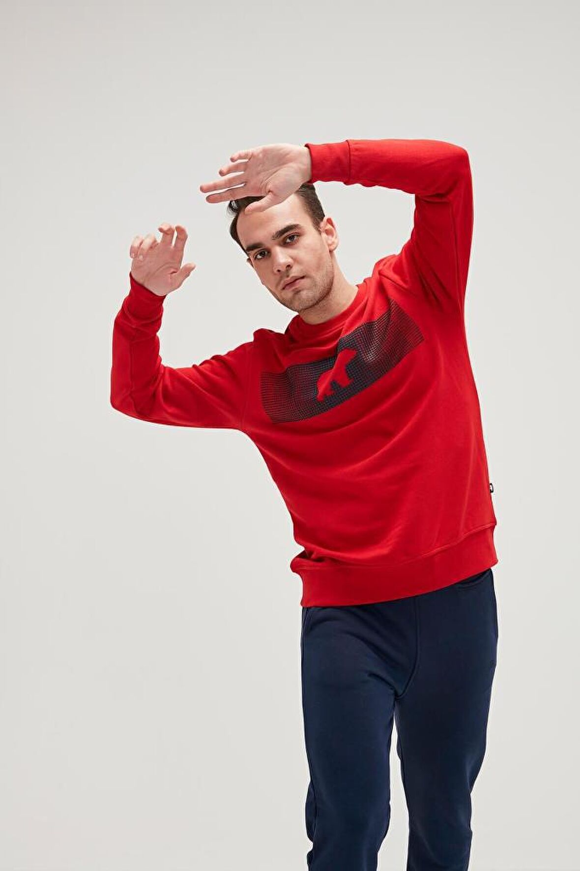 Fancy Crewneck Crimson Red Kırmızı 3D Baskılı Erkek Sweatshirt