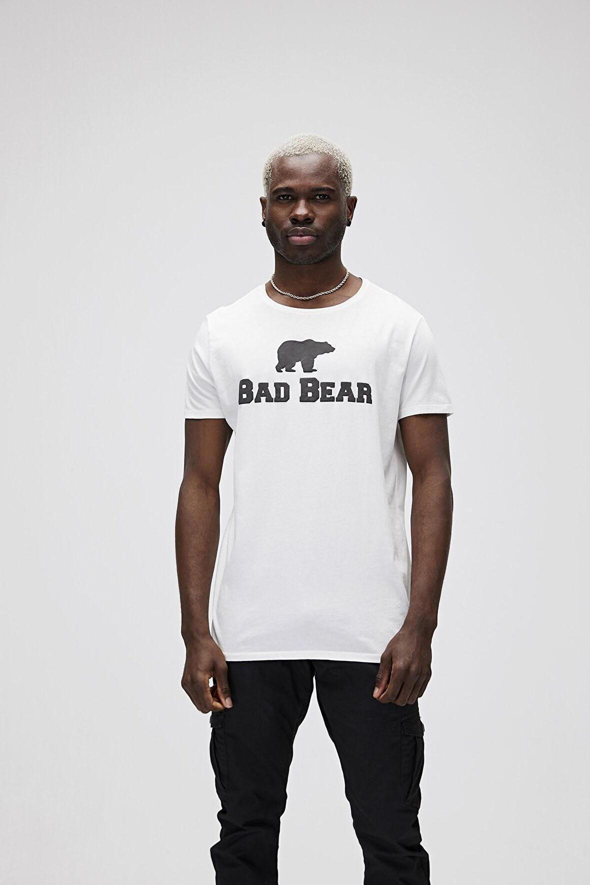 Bear Tee KS T-Shirt Off-White Beyaz Logo Baskılı King Size Erkek Tişört 