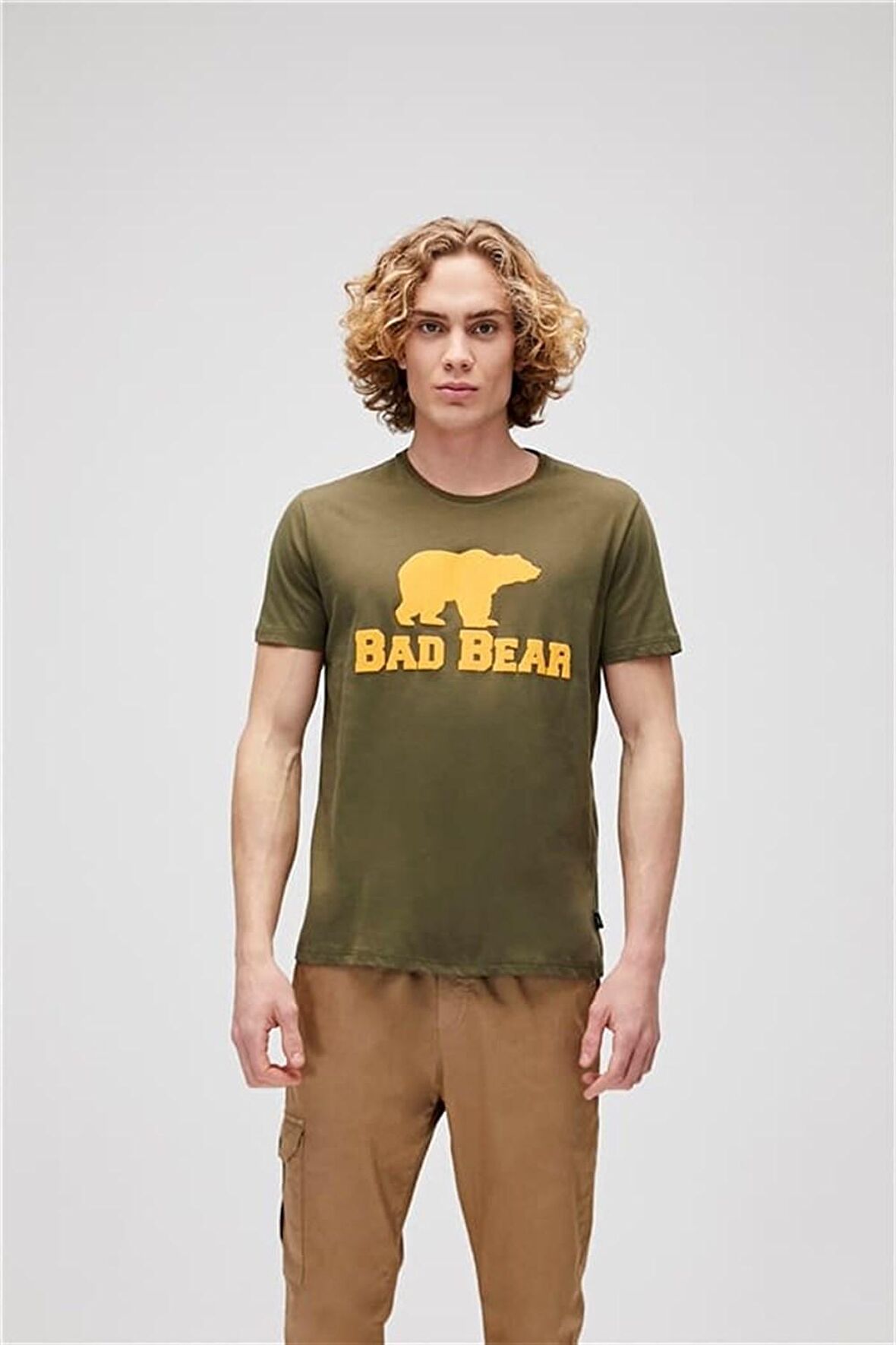 Bear Tee T-Shirt Haki Yeşil Logo Baskılı Erkek Tişört 