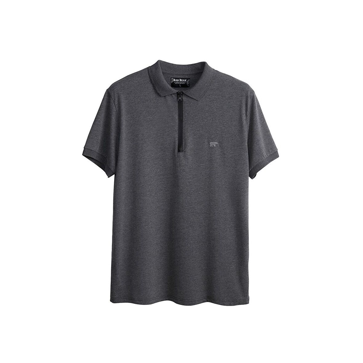 Cord Koyu Gri Polo Yaka Fermuarlı Erkek T-Shirt