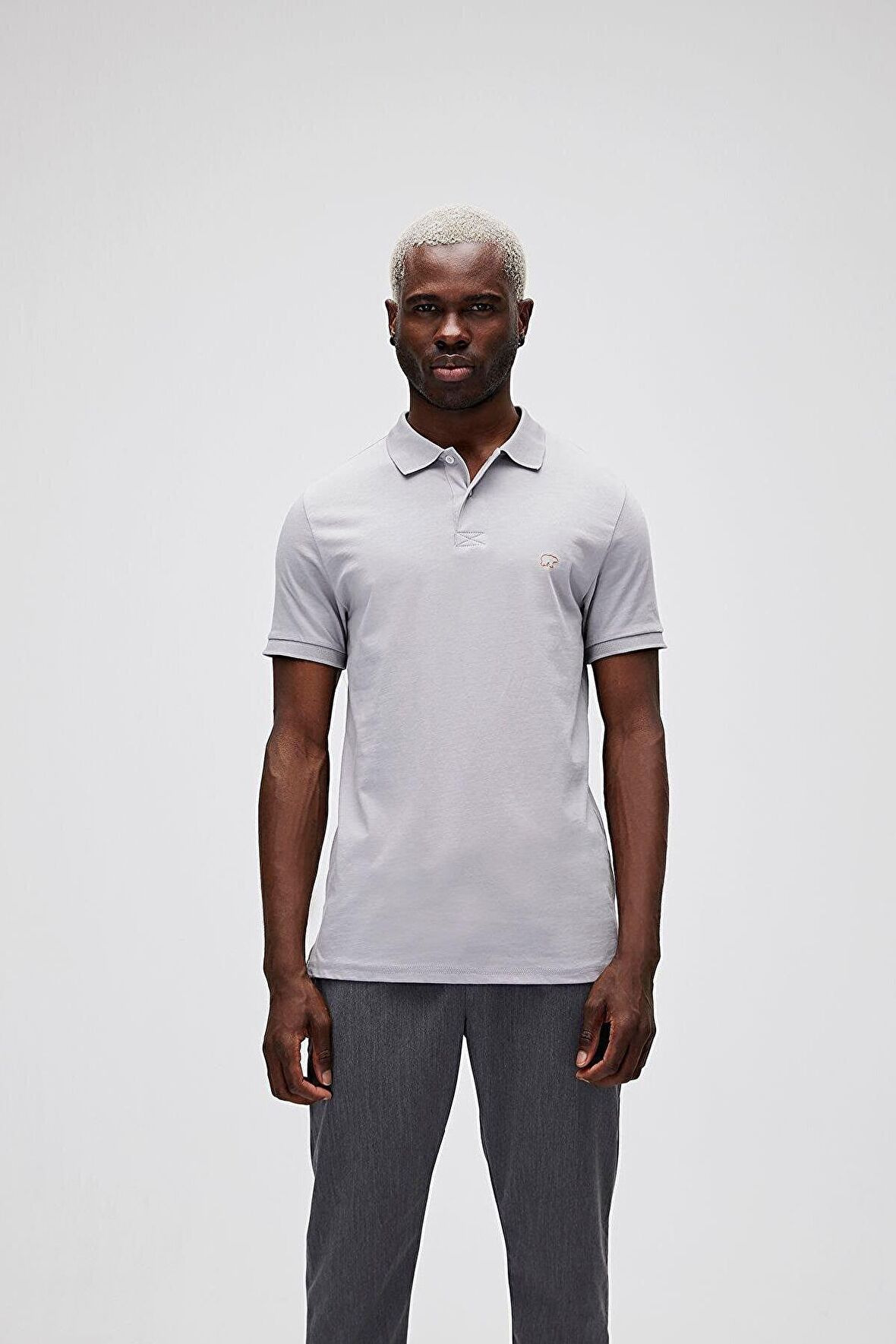 Pure Duman Gri Polo Yaka Erkek T-Shirt