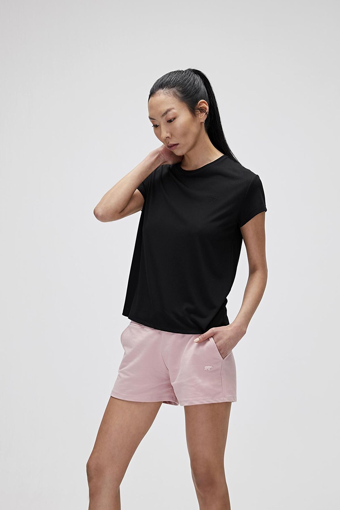 Violet O-Neck T-Shirt Siyah Basic Kadın Tişört