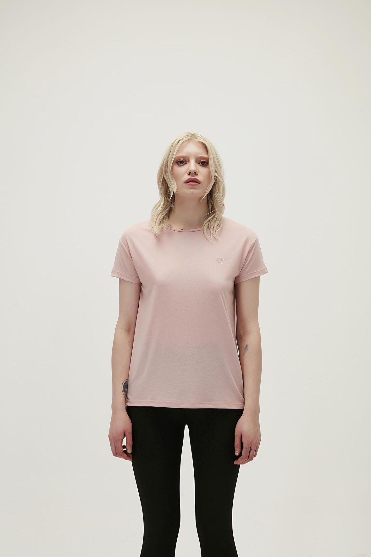 Violet O-Neck T-Shirt Pudra Pembe Basic Kadın Tişört