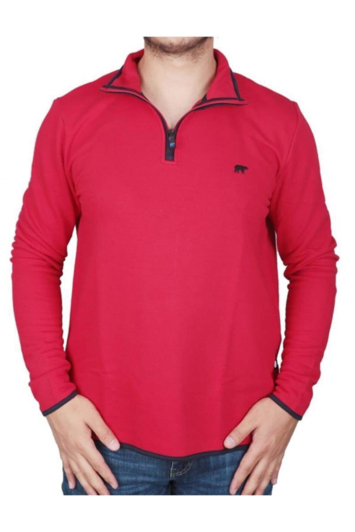 Bad Bear Fermuarlı Yaka Kırmızı Erkek Sweatshırt 21.02.12.029 BACKUP HALF-ZIP