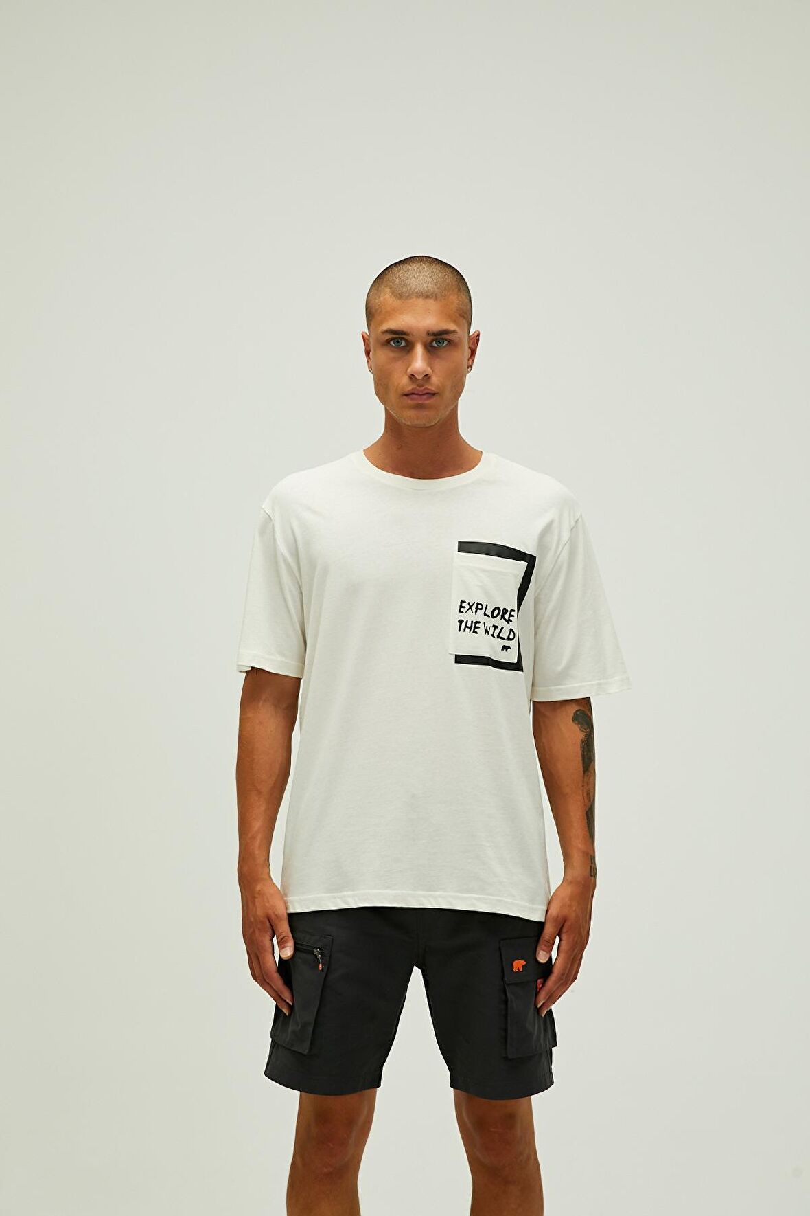 Bad Bear O Yaka Baskılı Beyaz Erkek T-Shirt 22.01.07.044_EXPLORE T-SHIRT