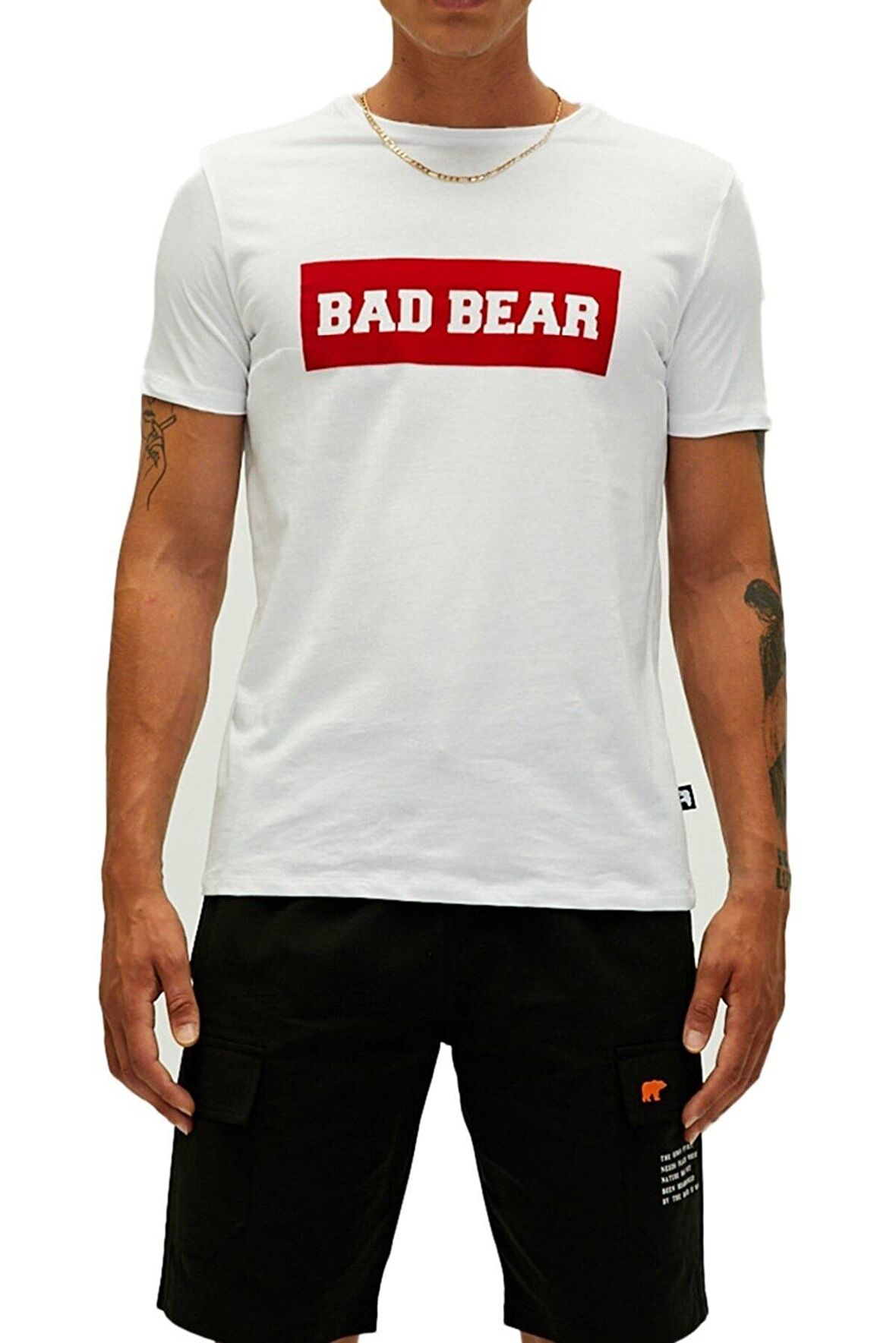 Bad Bear O Yaka Baskılı Kırık Beyaz Erkek T-Shirt 22.01.07.013_FLOG T-SHIRT