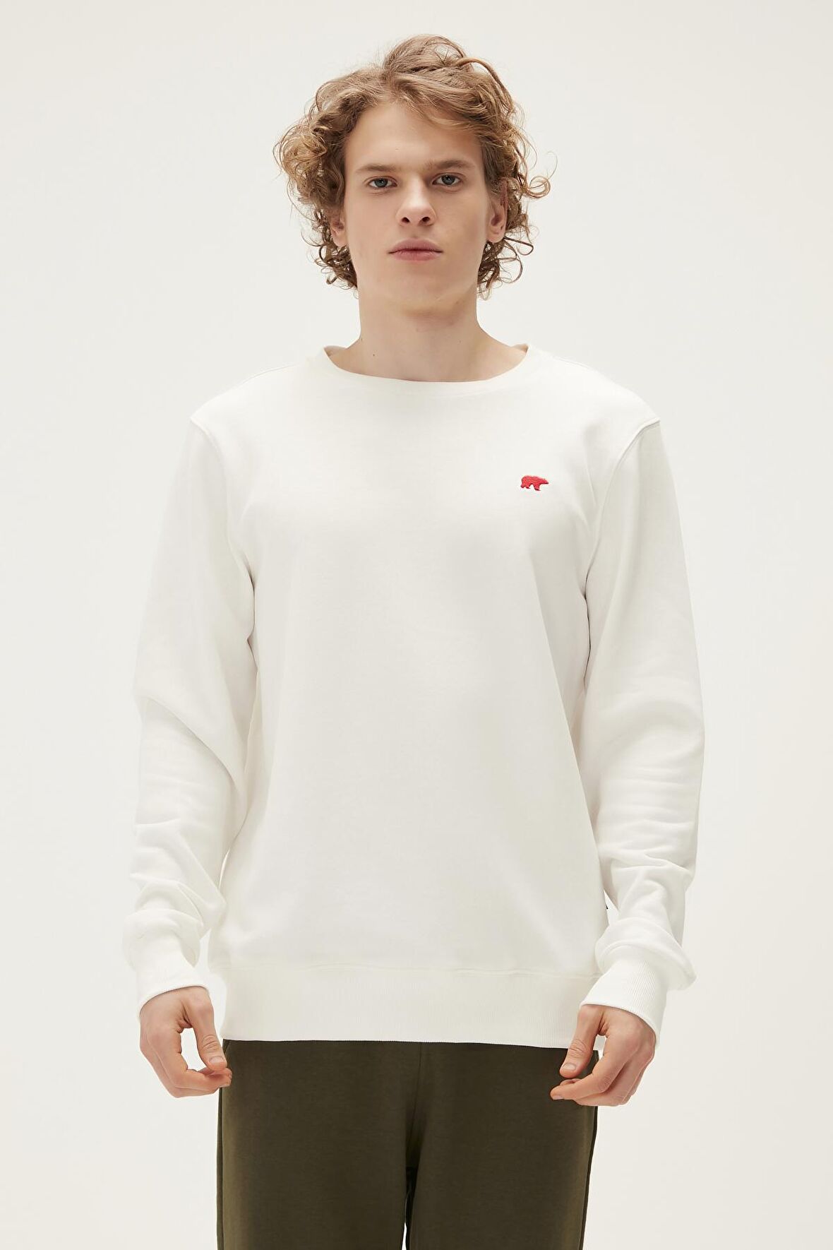Bad Bear Erkek Kırık Beyaz Sweatshirt Rounad Crewneck