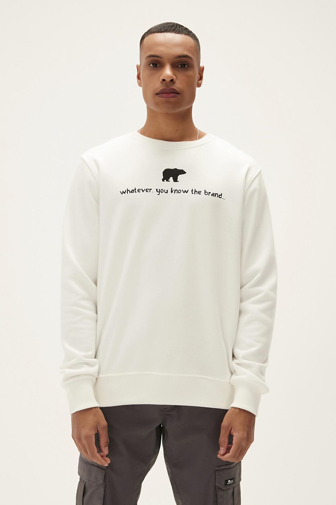 Bad Bear Erkek Kırık Beyaz Sweatshirt You Know Crewneck