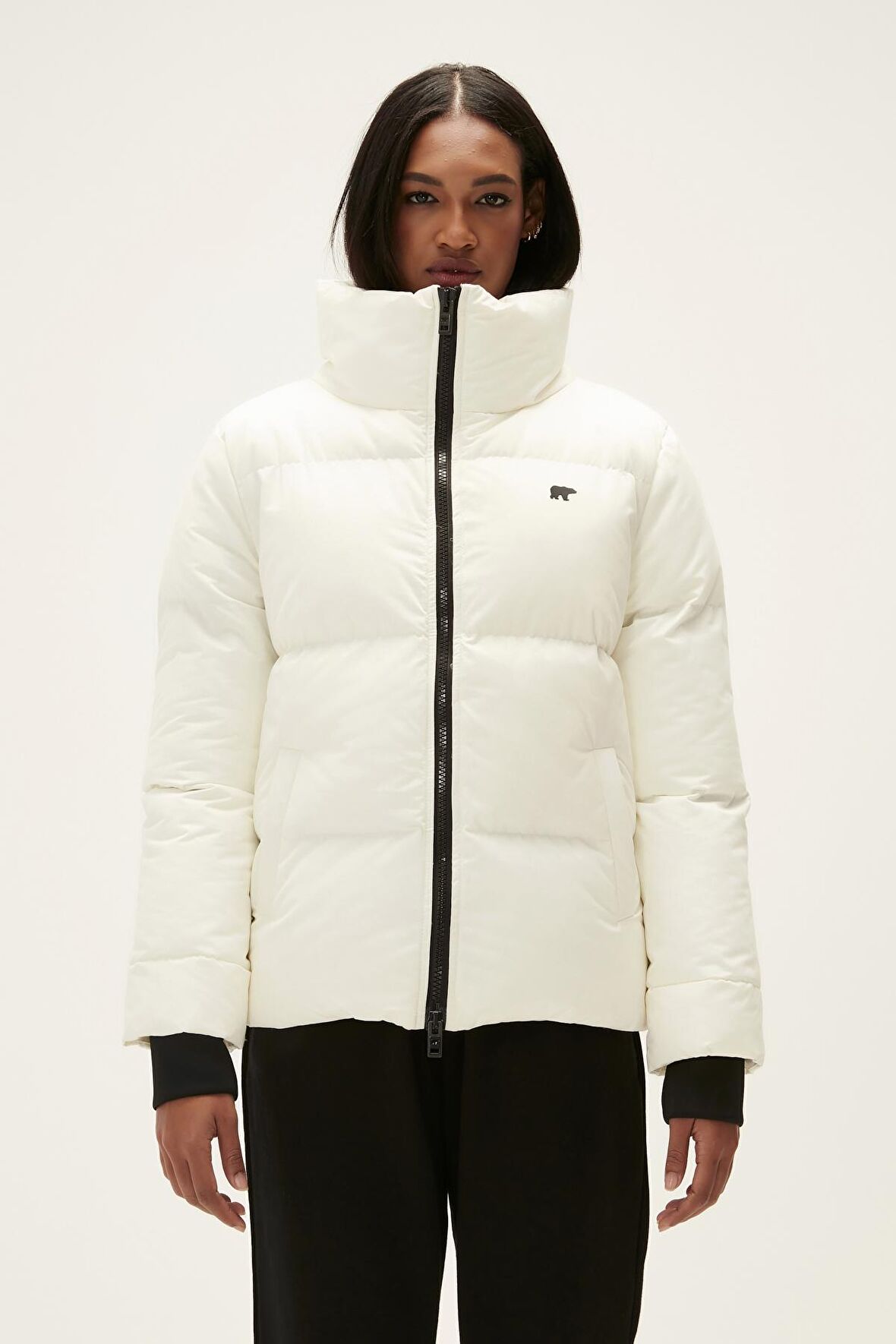 Assassin Puffer Off-White Beyaz Kapüşonlu Kadın Mont