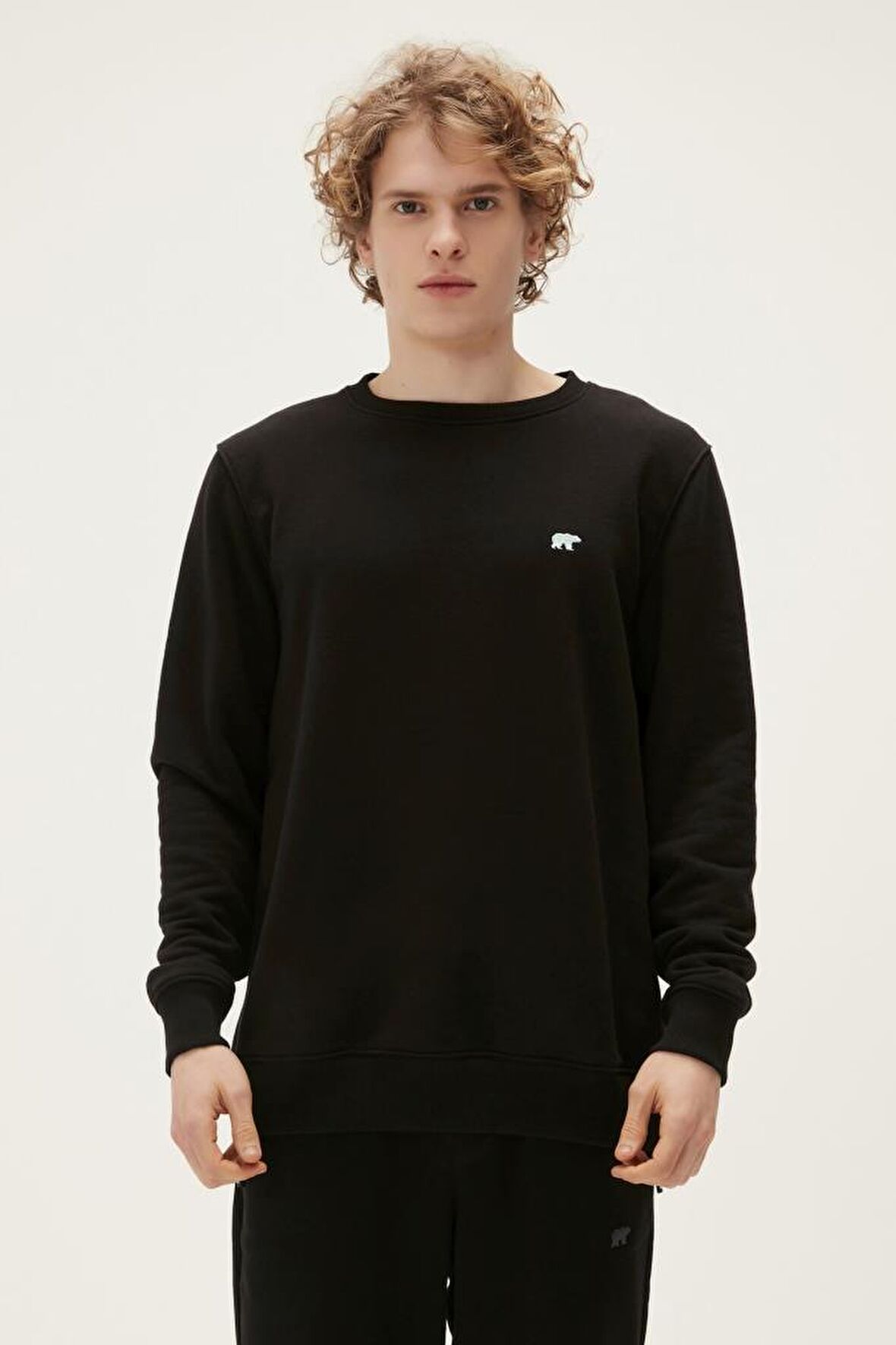 Bad Bear Bisiklet Yaka Siyah Erkek Sweatshırt 22.02.12.028 GEOFOX CREWNECK