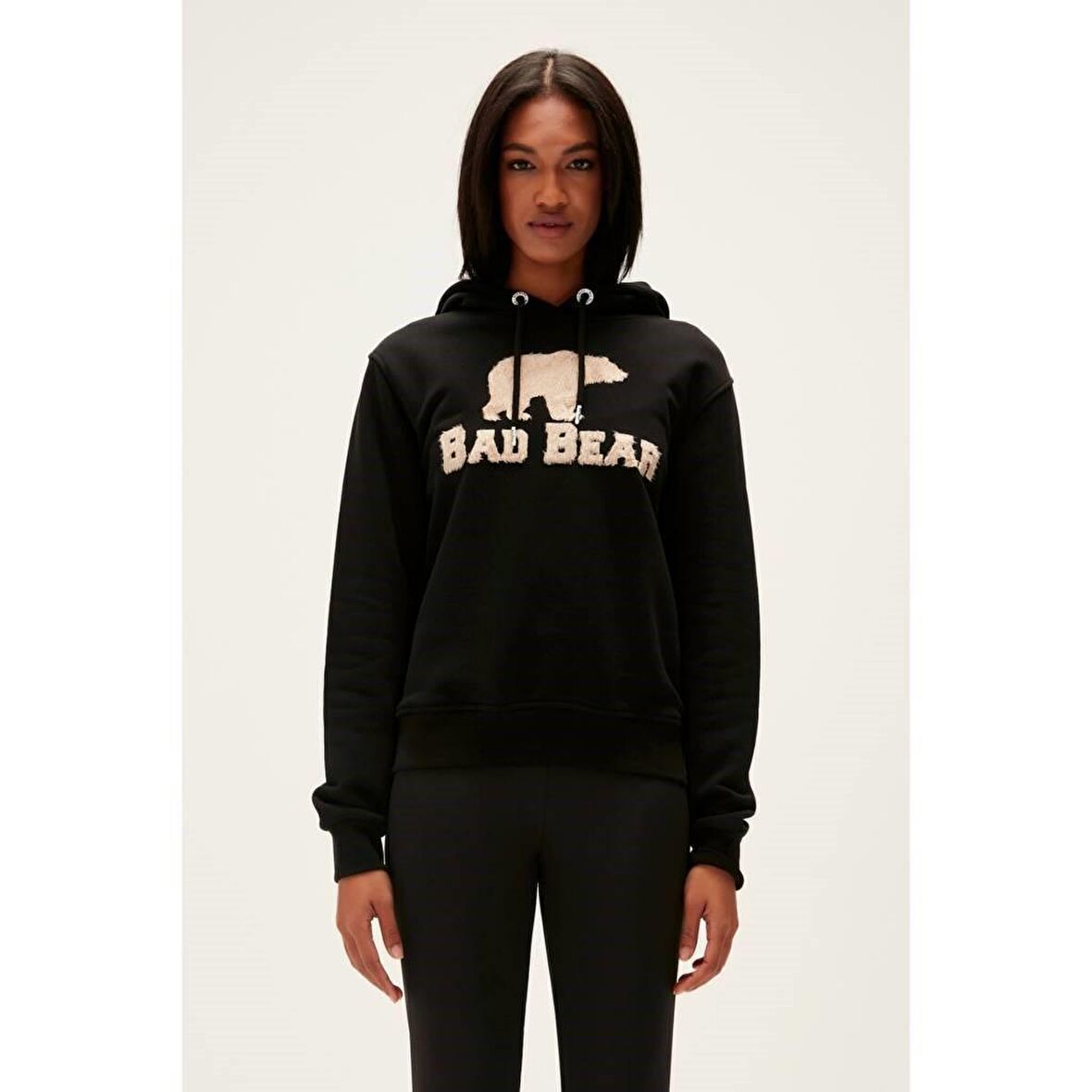 Bad Bear Frost Kapüşonlu Kadın Siyah Sweatshirt
