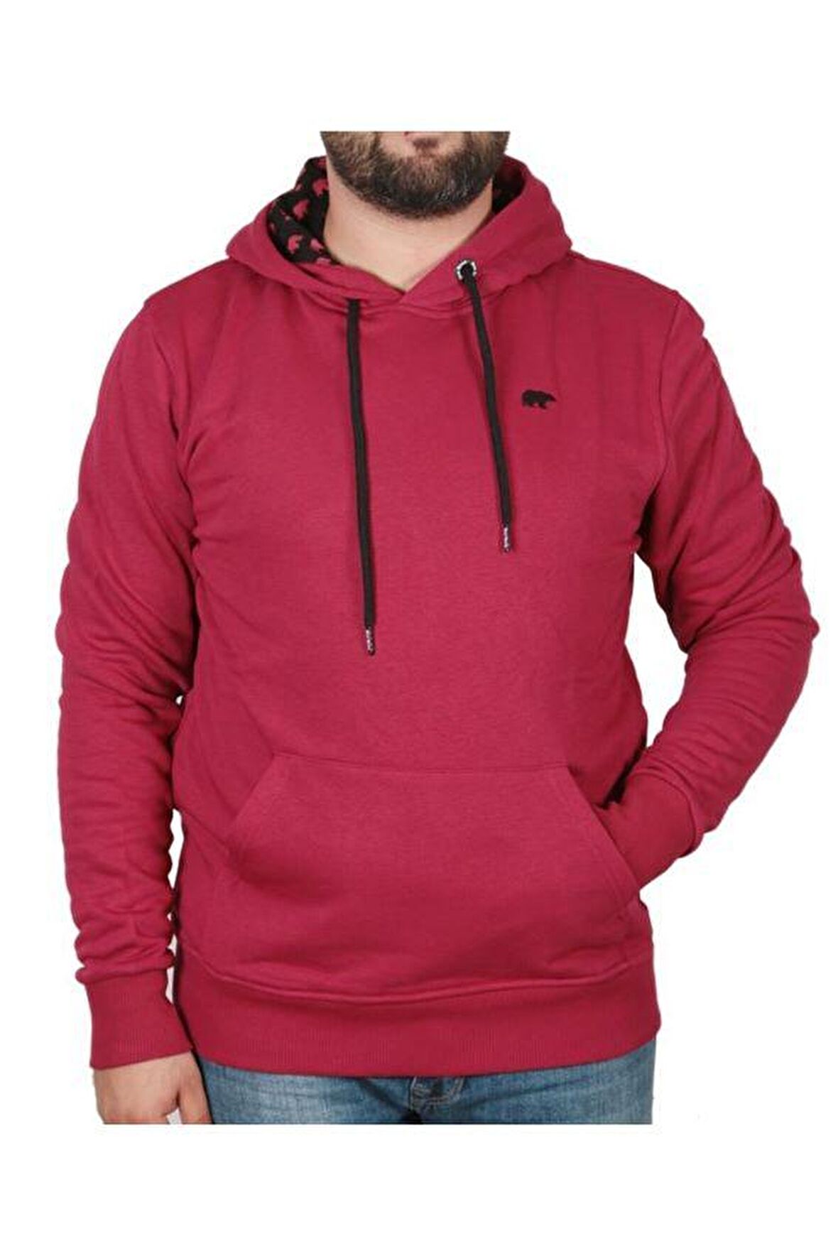Bad Neck Hoodie Lava Kırmızı Kapüşonlu Erkek Sweatshirt