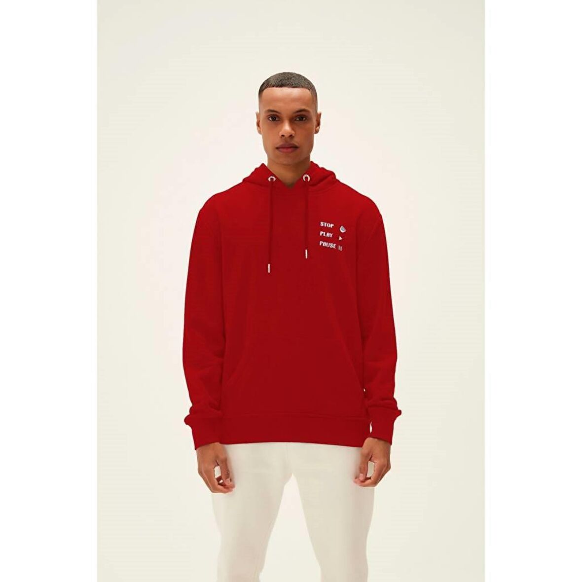 Bad Bear Pause Kapüşonlu Erkek Kırmızı Sweatshirt