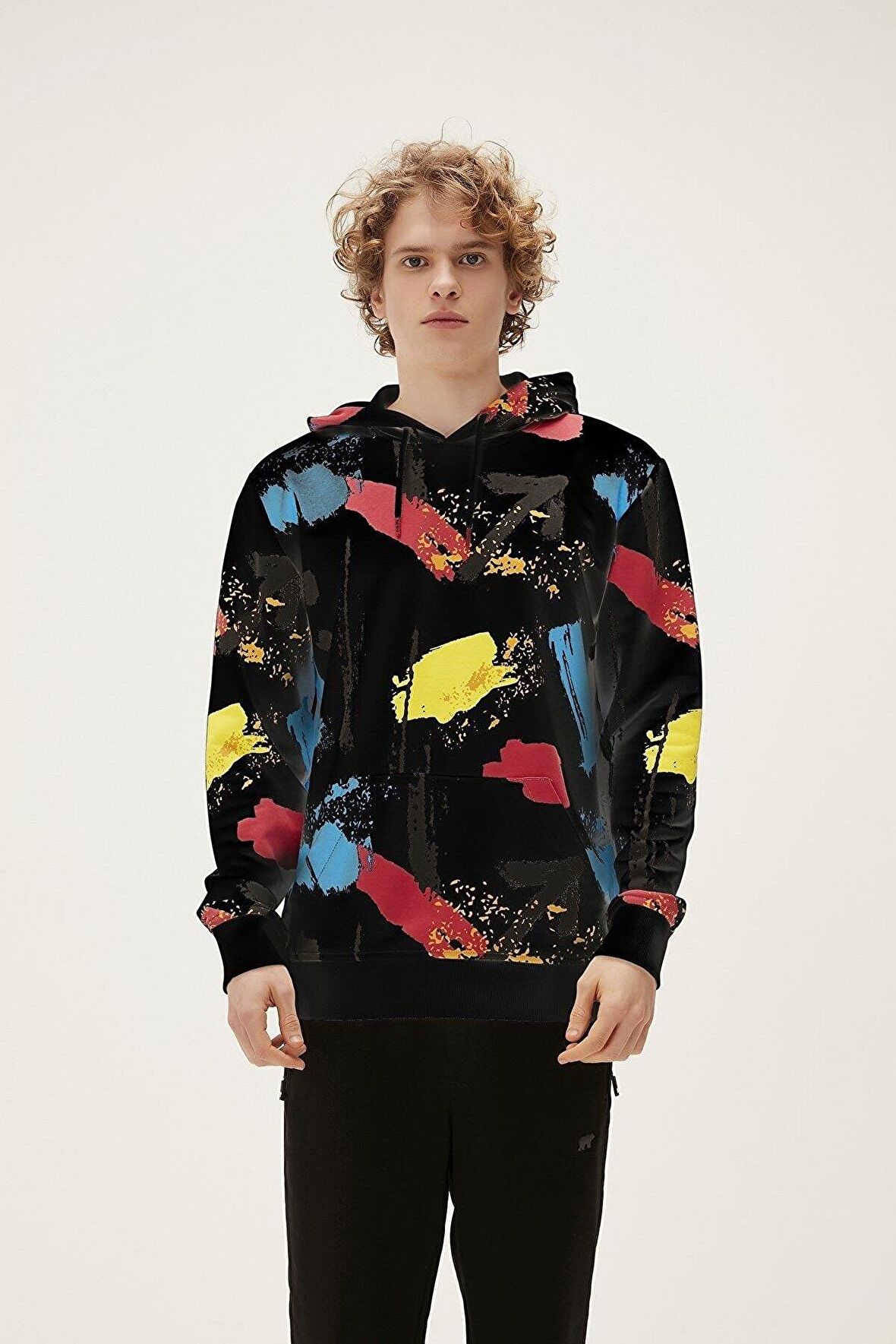 Bad Bear Painter Kapüşonlu Erkek Siyah Sweatshirt