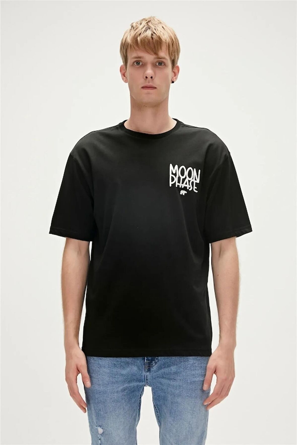 Bad Bear Baskılı Siyah Erkek T-Shirt 23.01.07.030_MOON PHASE t-shirt