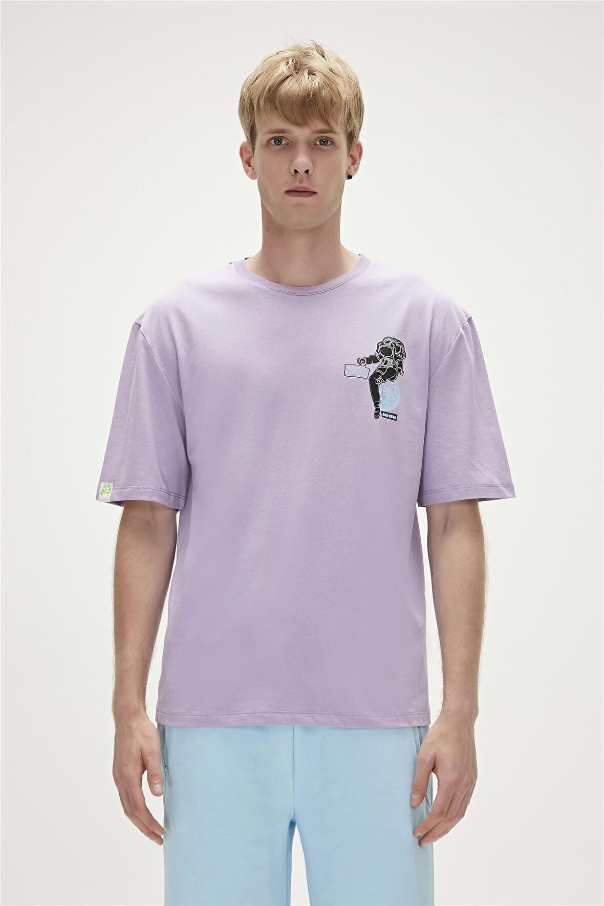 Bad Bear Baskılı Açık Mor Erkek T-Shirt 23.01.07.002_RE-LIFE t-shirt
