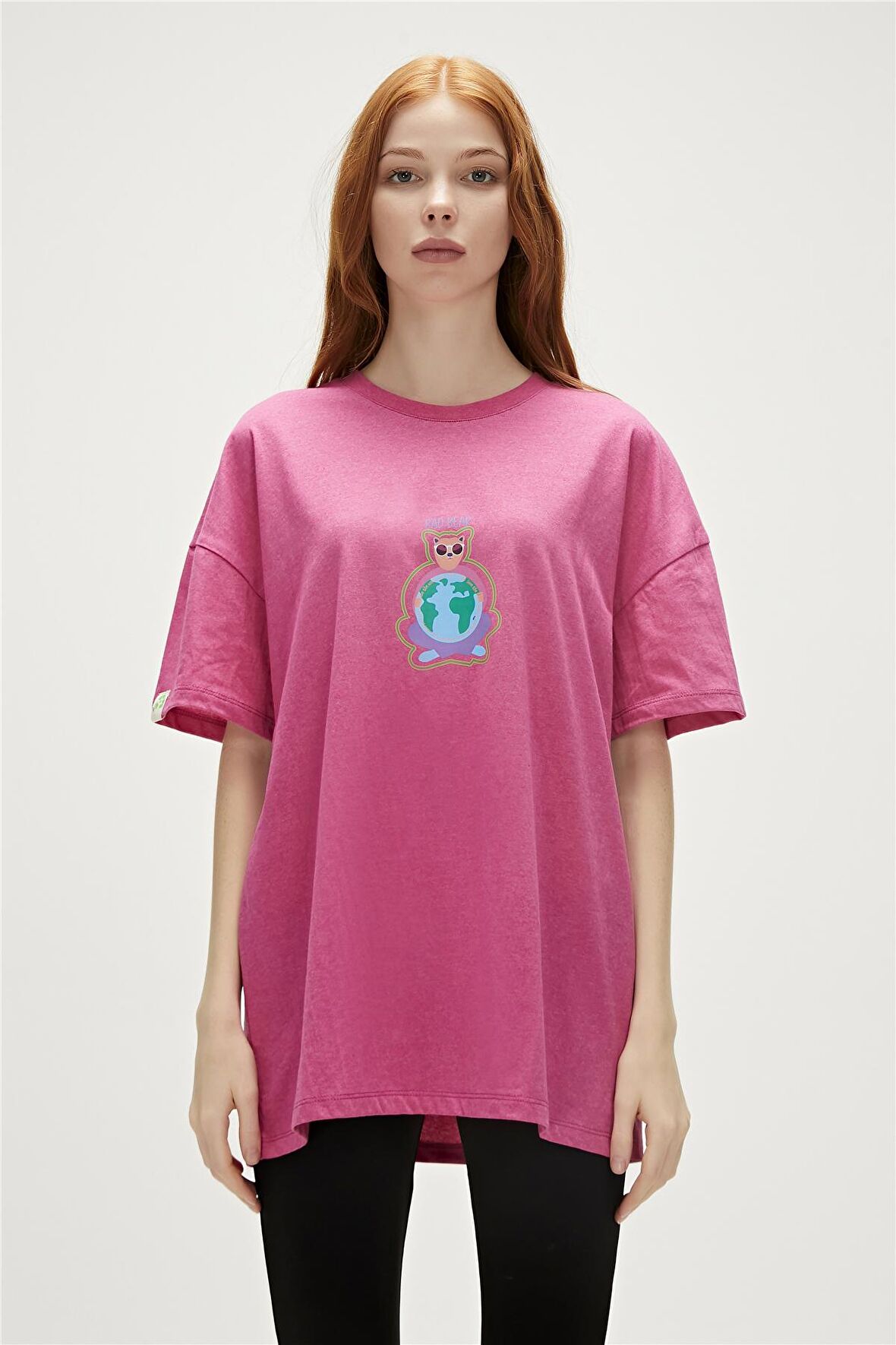 Re-Save Recycle Fuşya Pembe T-Shirt Baskılı Kadın Tişört