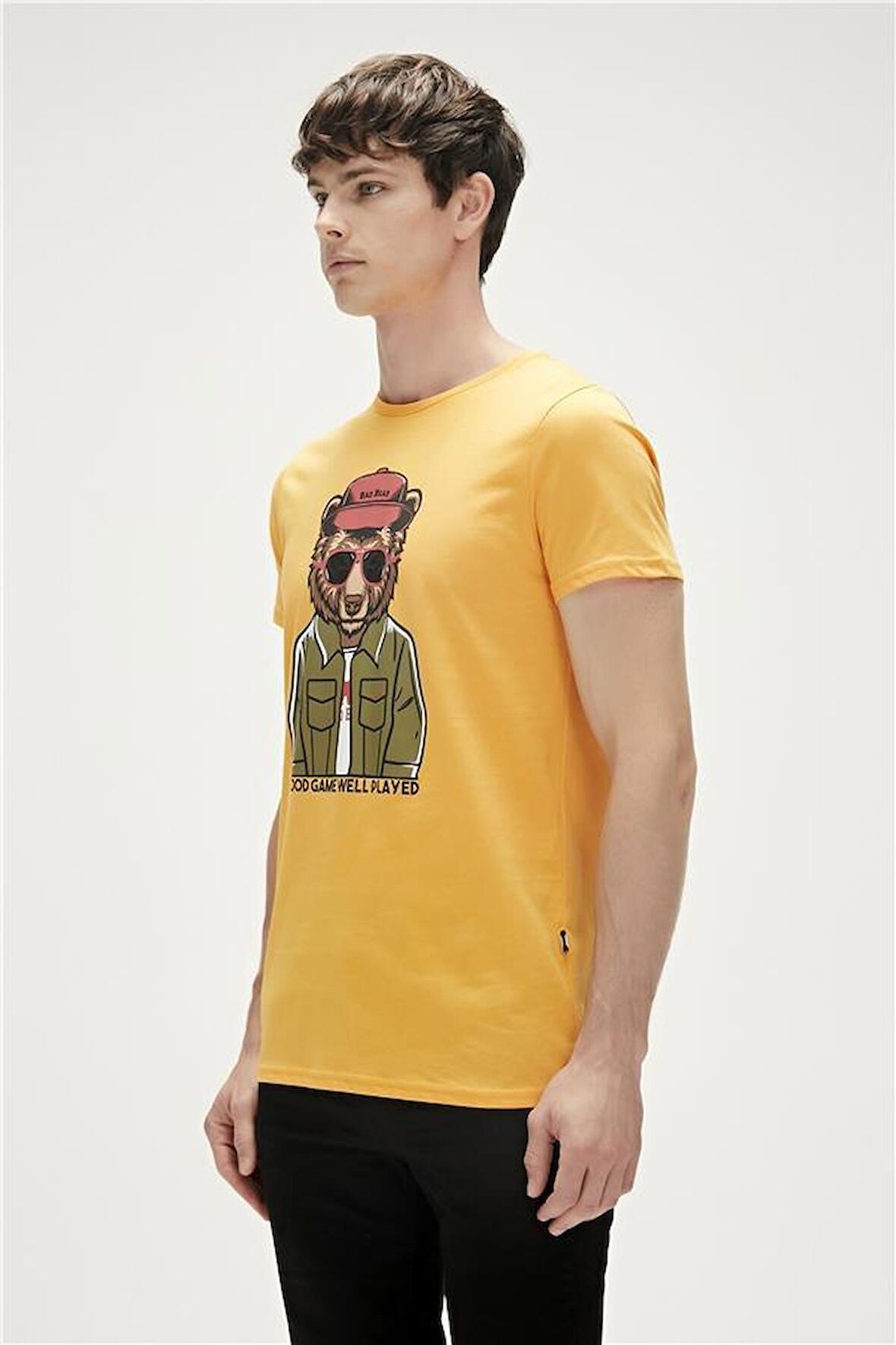 Bad Bear Baskılı Hardal Erkek T-Shirt 23.01.07.009_GOOD GAME T-SHIRT