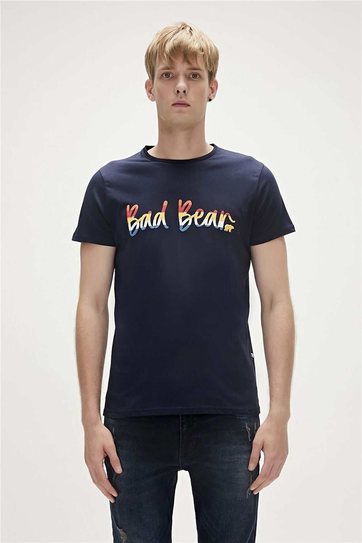 Manuscript T-Shirt Lacivert Baskılı Erkek Tişört 