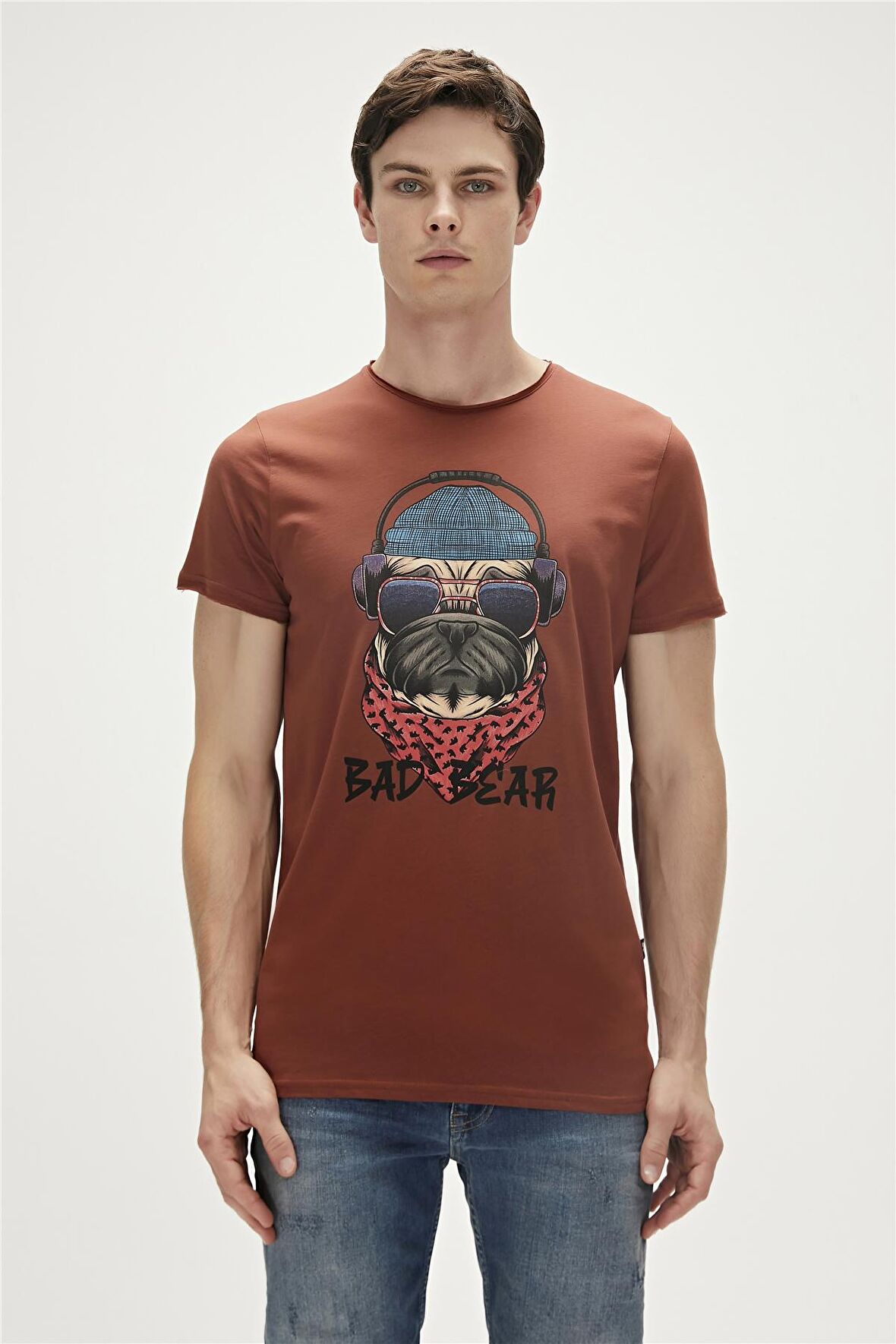 Bad Bear Baskılı Kahve Erkek T-Shirt 23.01.07.010_RECKLESS T-SHIRT