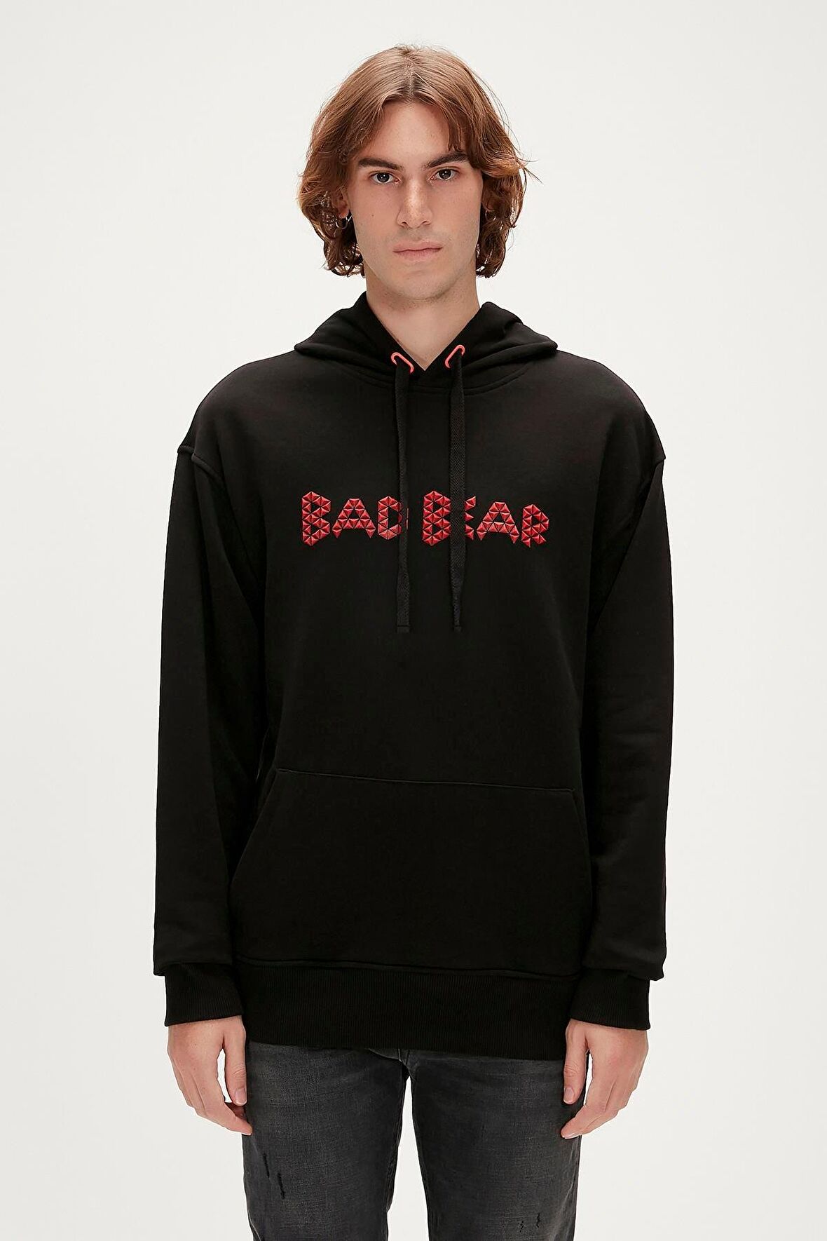 3D Bad Hoodie Siyah Kapüşonlu Erkek Sweatshirt