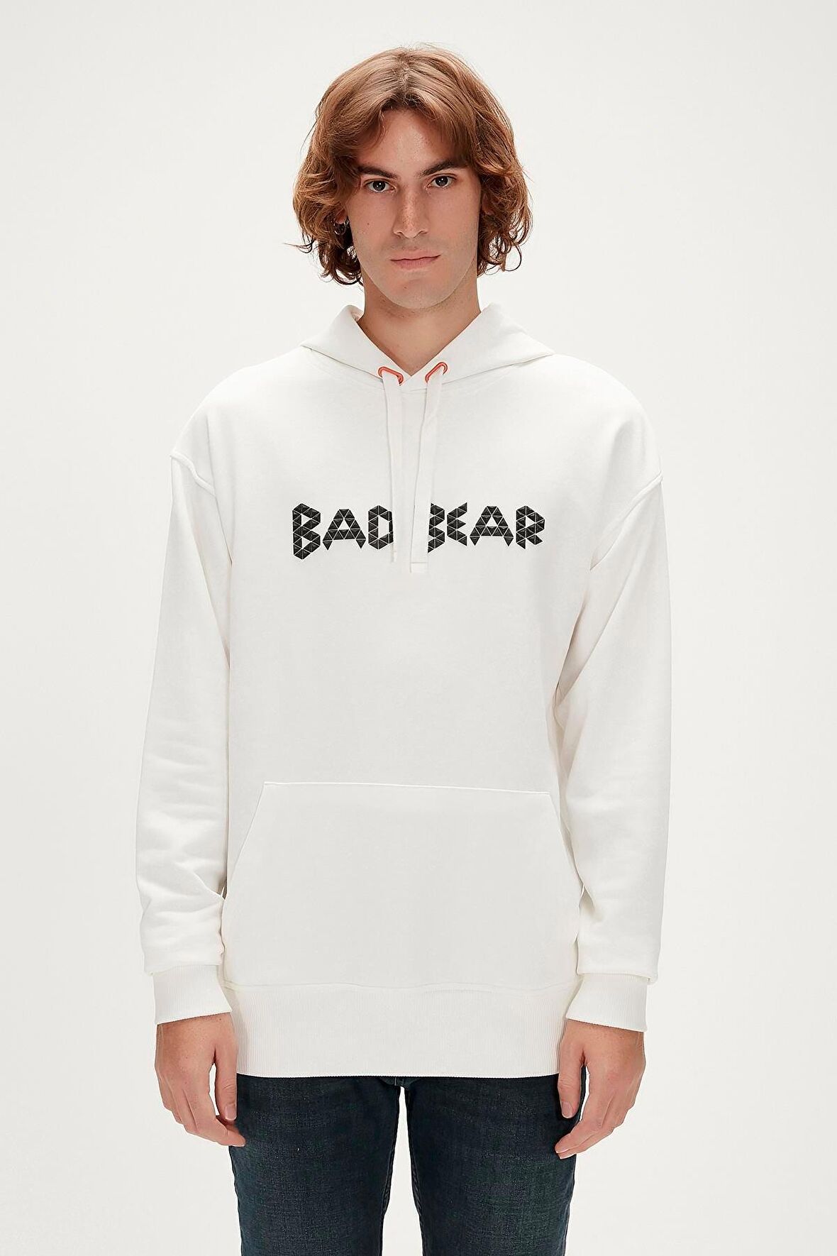3D Bad Hoodie Off-White Beyaz Kapüşonlu Erkek Sweatshirt