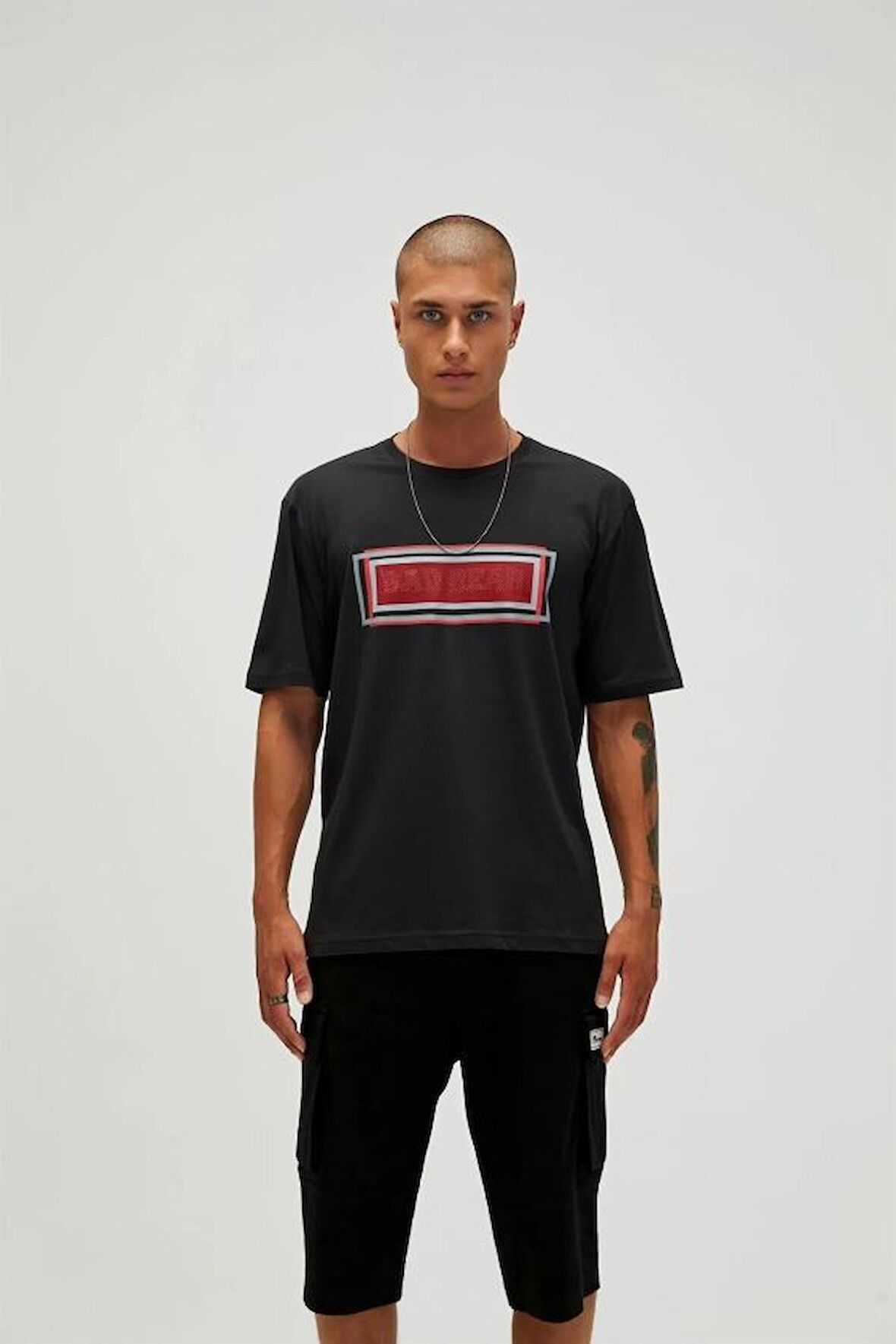 Bad Bear Baskılı Siyah Erkek T-Shirt 22.01.07.047_MESH T-SHIRT