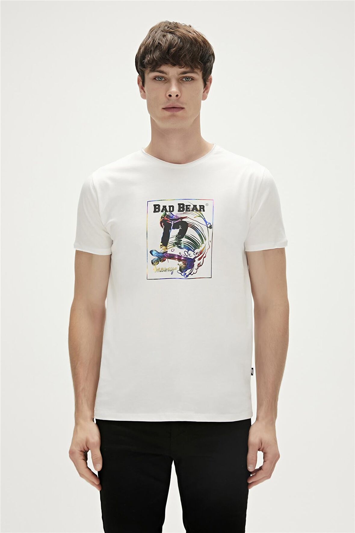 Bad Bear Baskılı Beyaz Erkek T-Shirt 23.01.07.037_ONEWAY T-SHIRT